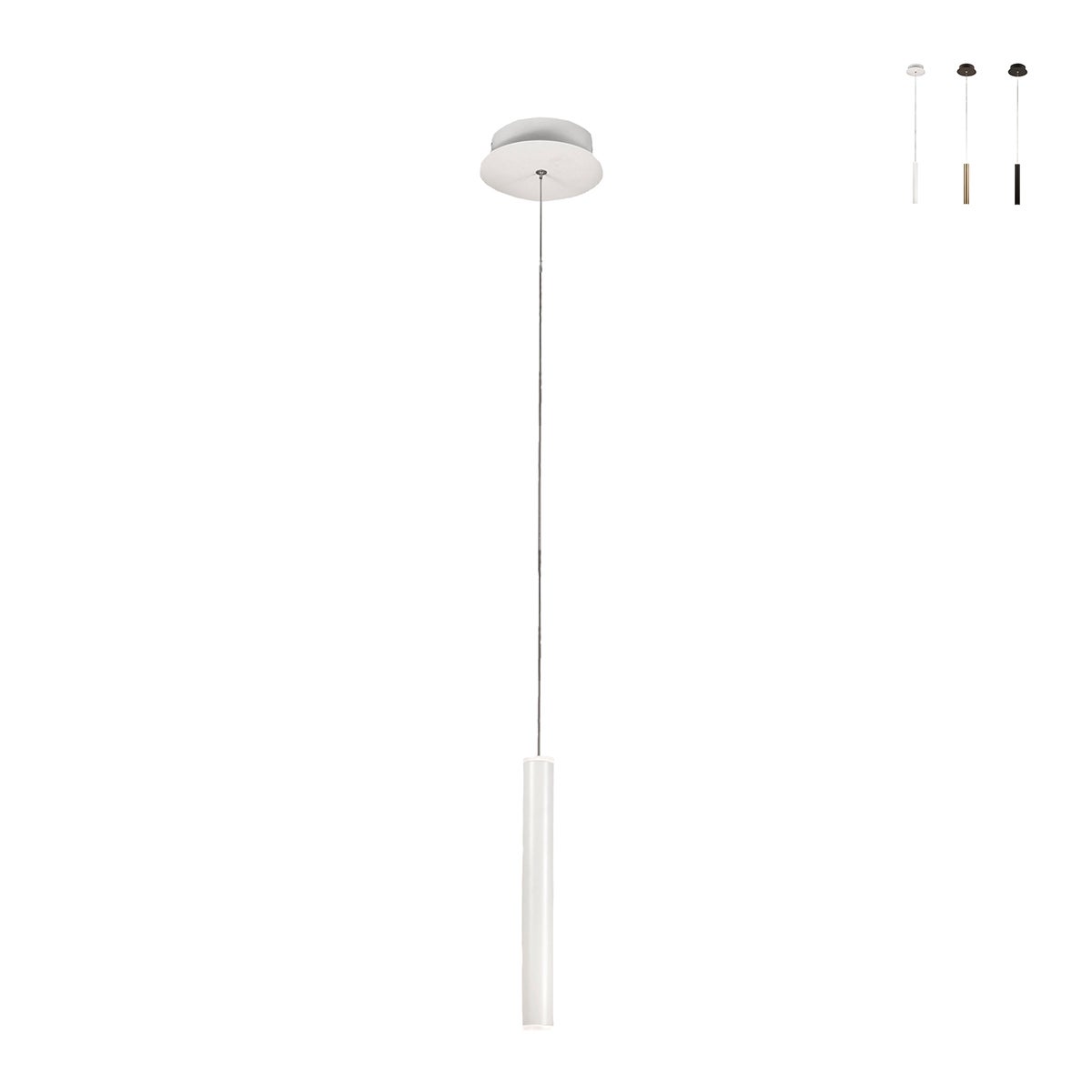 Pojedyncza lampa wisząca Prado w kolorze białym od Fabas Luce - ściemnialna dioda LED 6,5 W, nowoczesny design
