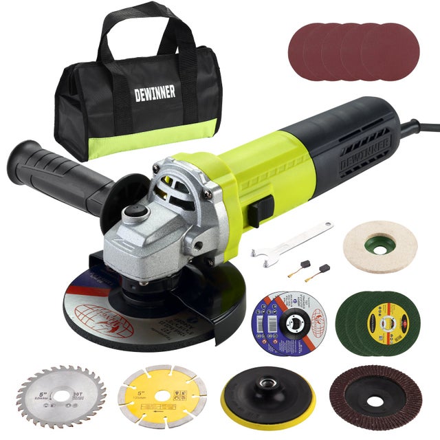 DEWINNER Meuleuse D'angle 125mm 1000W 2000-12000 trs/min Avec 20 Accessoires, Meuleuses D'angle Avec Sac à Main en Toile, Disqueuse 125 mm