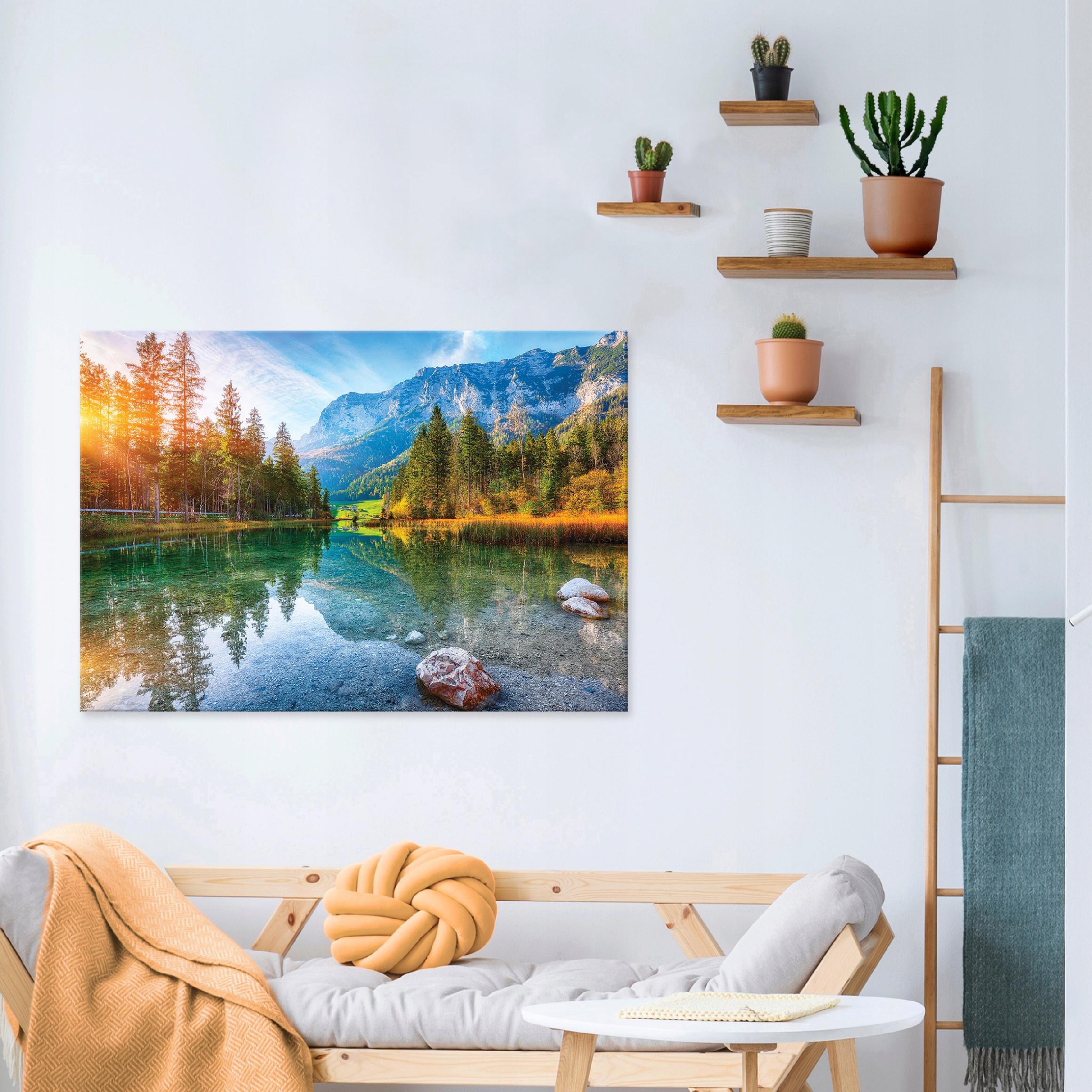 Startonight Impression Sur Toile Peinture Lac aux Couleurs Chaudes, Tableau Paysage Nature Encadrée - Decoration Murale Salon Moderne - Image sur Toile - Grande 80 x 120 cm Idée Cadeau Élégante