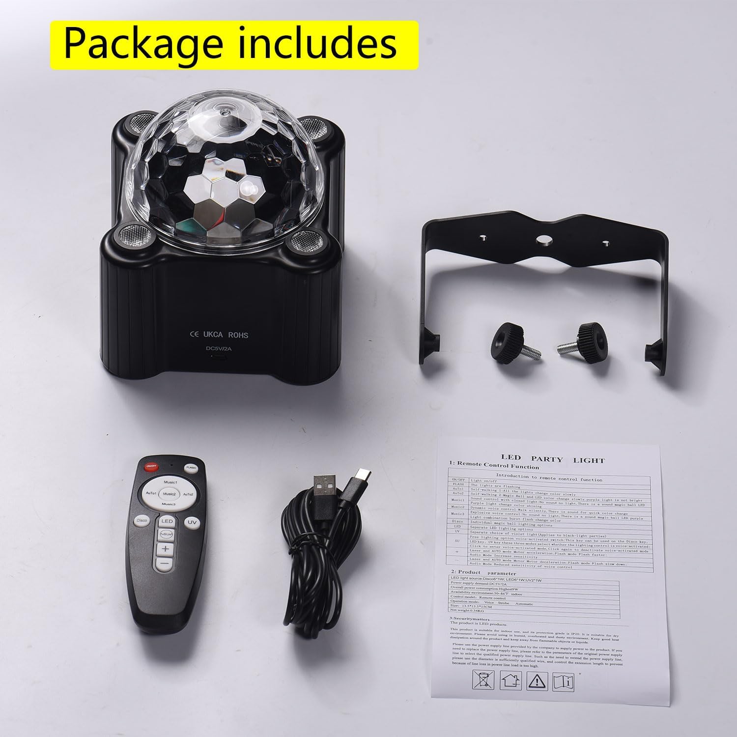 Lumières de fête Disco Ball Light, lumière LED activée par le son pour les fêtes à la maison, anniversaire, Halloween, Noël, décorations de mariage - 5