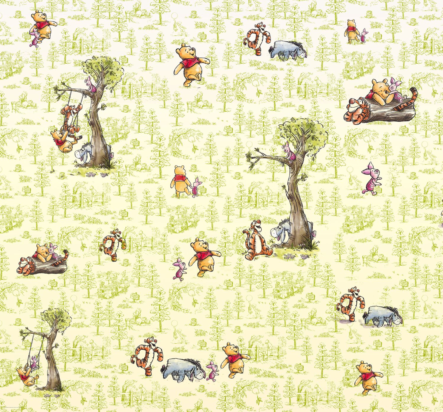 Fotomural winnie the pooh verde - 300 x 280 cm - disney