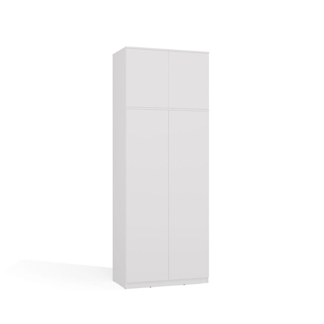 SD-90 Armoire avec Caisson Supérieur, Portes, Étagères, Blanc, pour Dressing, Chambre, Bureau