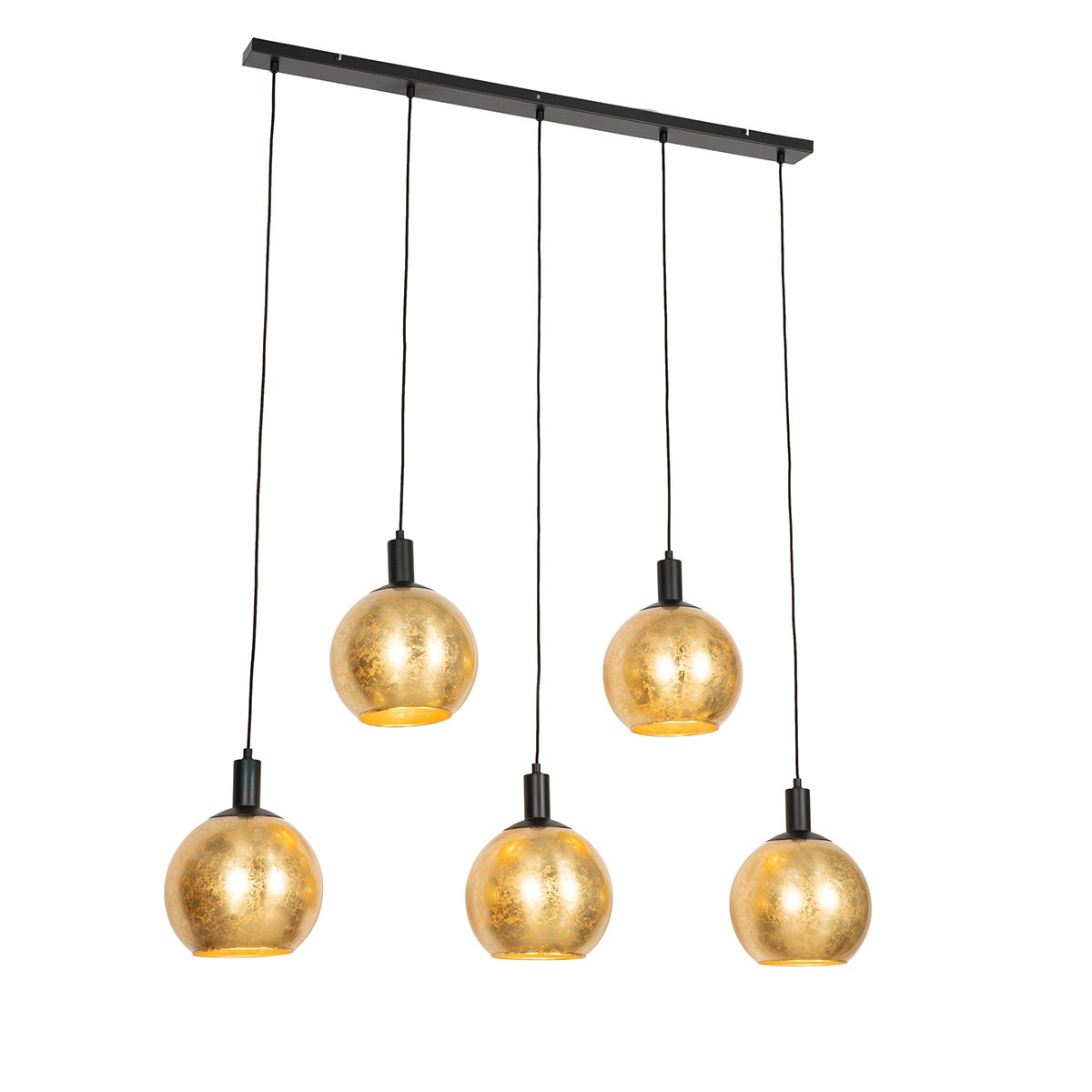 Qazqa diseño lámpara colgante con pantalla (5 luces) para mesa de comedor - bert - oro/latón max. 40w, compatible con bombillas