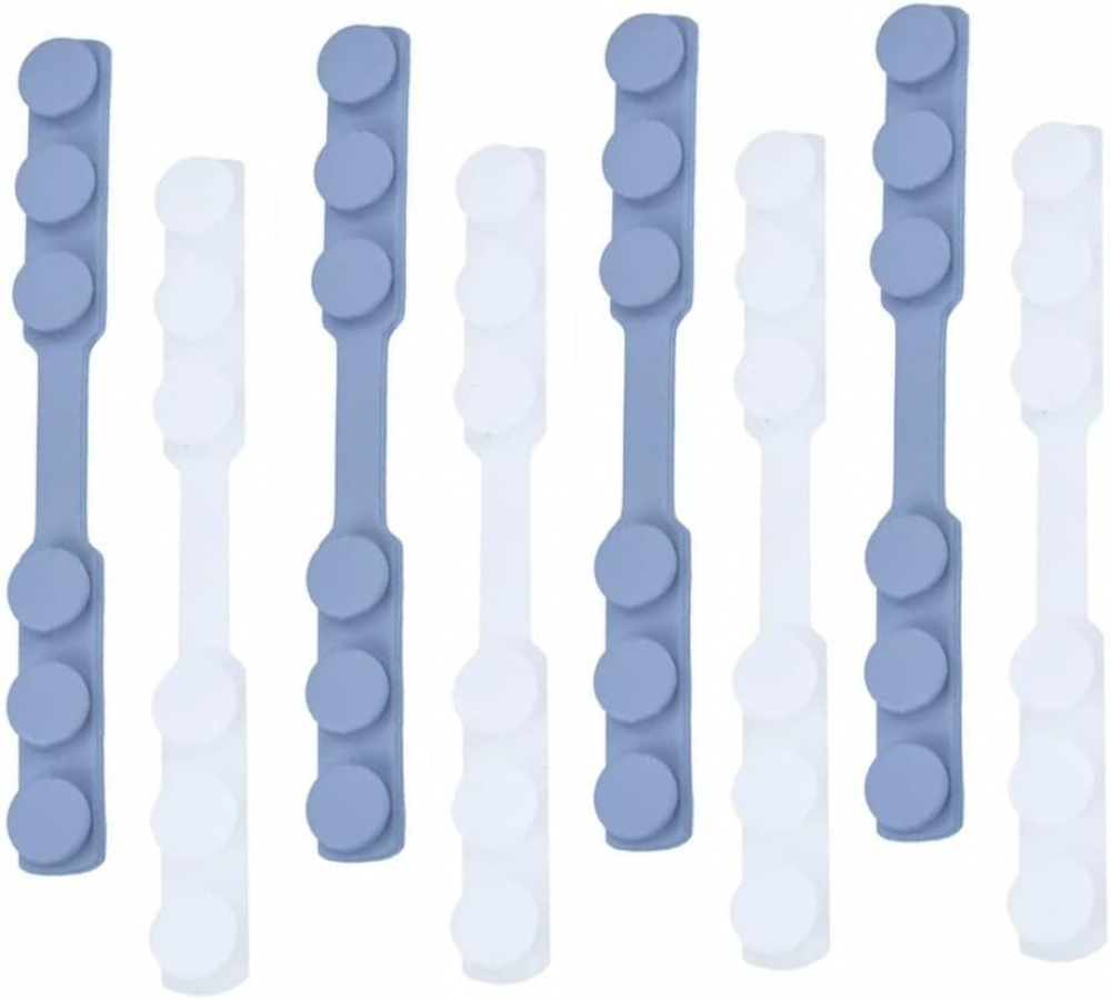 Pętle do maski, regulowane paski na ramię, łagodzą ciśnienie i ból uszu u dzieci i dorosłych, 8 sztuk, niebieskie, przezroczyste