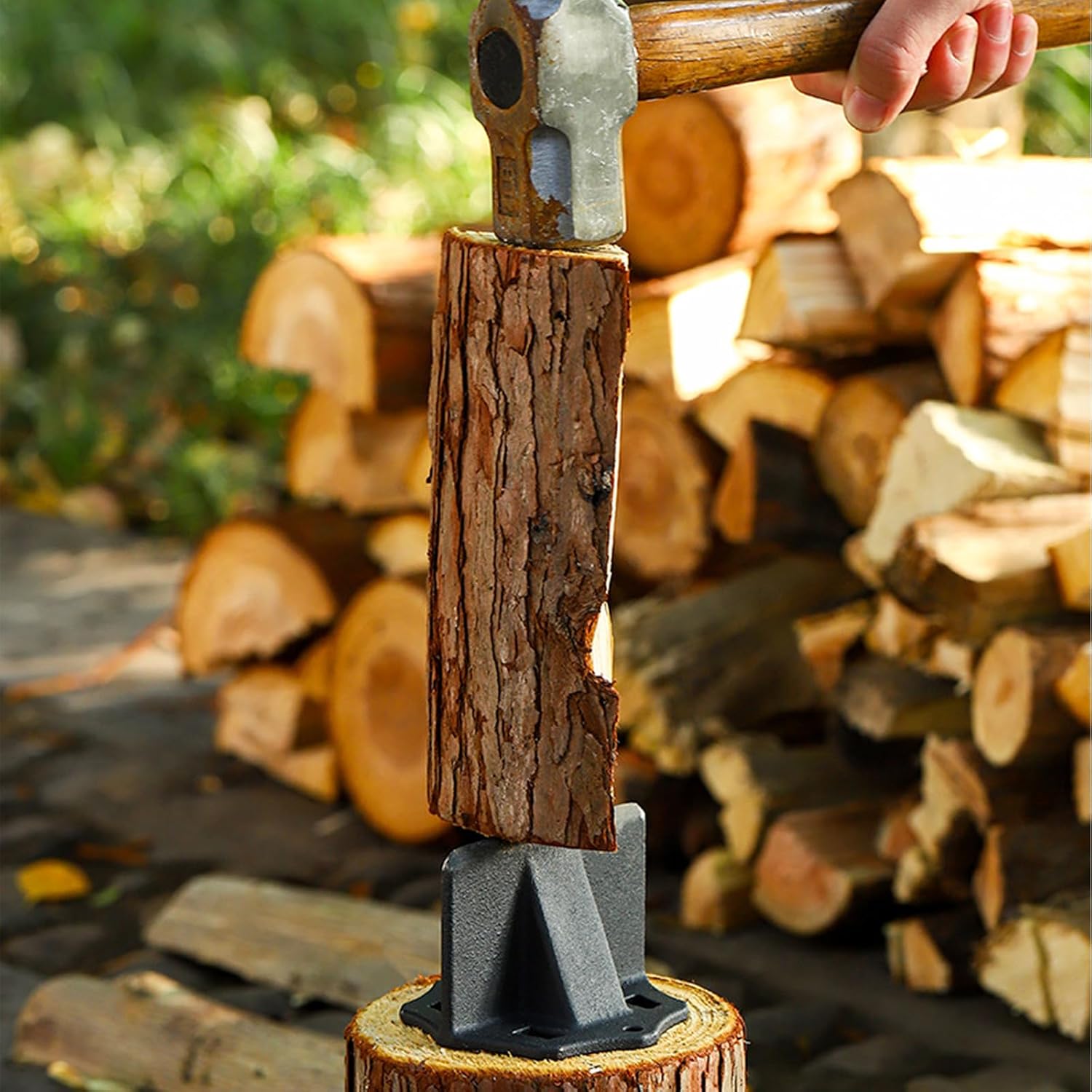 Support de fendage de bois de chauffage, outil de coin de fendage de bois de chauffage, fonte robuste, bonne portabilité - 6
