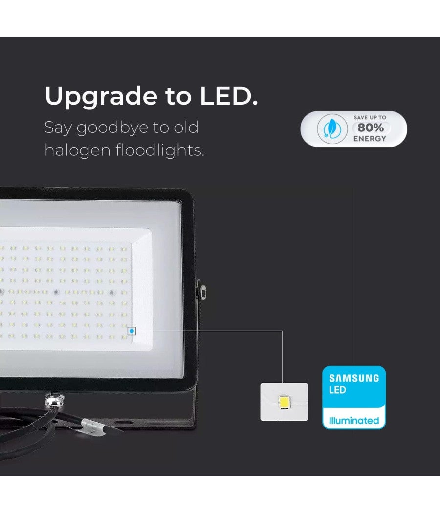 Trade Shop - V-tac Faro Faretto Led Smd 10w 20w 30w 50w 100w Slim Da Esterno Ip65 Colore Nero - Bianco Naturale-30 Watt - 4