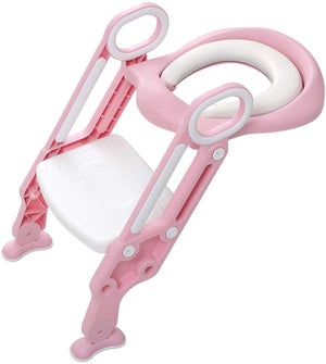 Copriwater Universali Riduttore WC Bambini Con Scaletta - Sedile Rialzato Pieghevole, Pedana Antiscivolo, Adatto 1-10 Anni Vasino Training Autonomia - 6