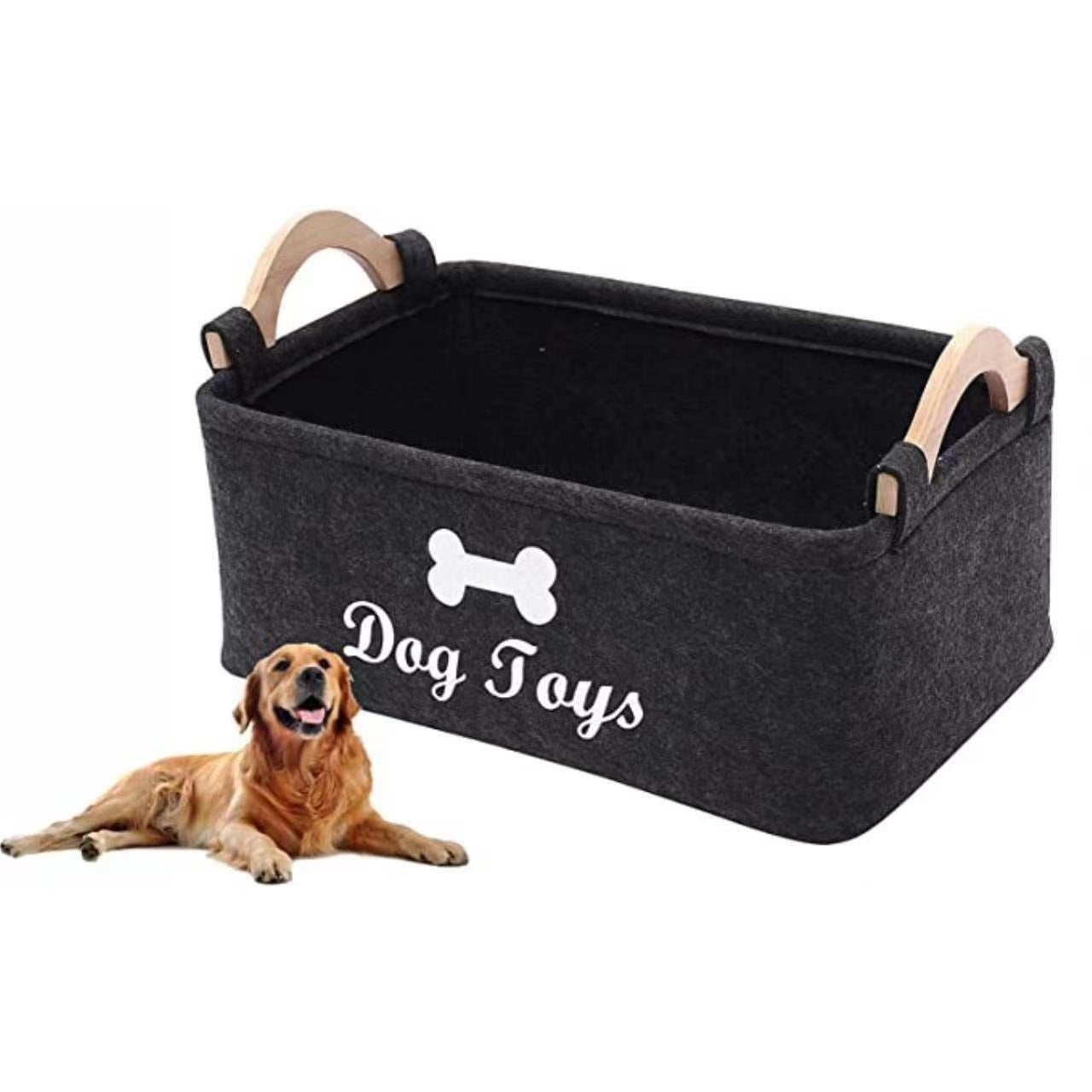 Panier De Rangement Pliable En Feutre Gris Foncé 39x22x34 Cm - Idéal Bois De Chauffage, Jouets, Linge