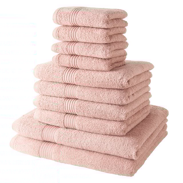 Lot de 4 serviettes invité + 4 serviettes de bain + 2 draps de bain coton uni ESSENTIAL