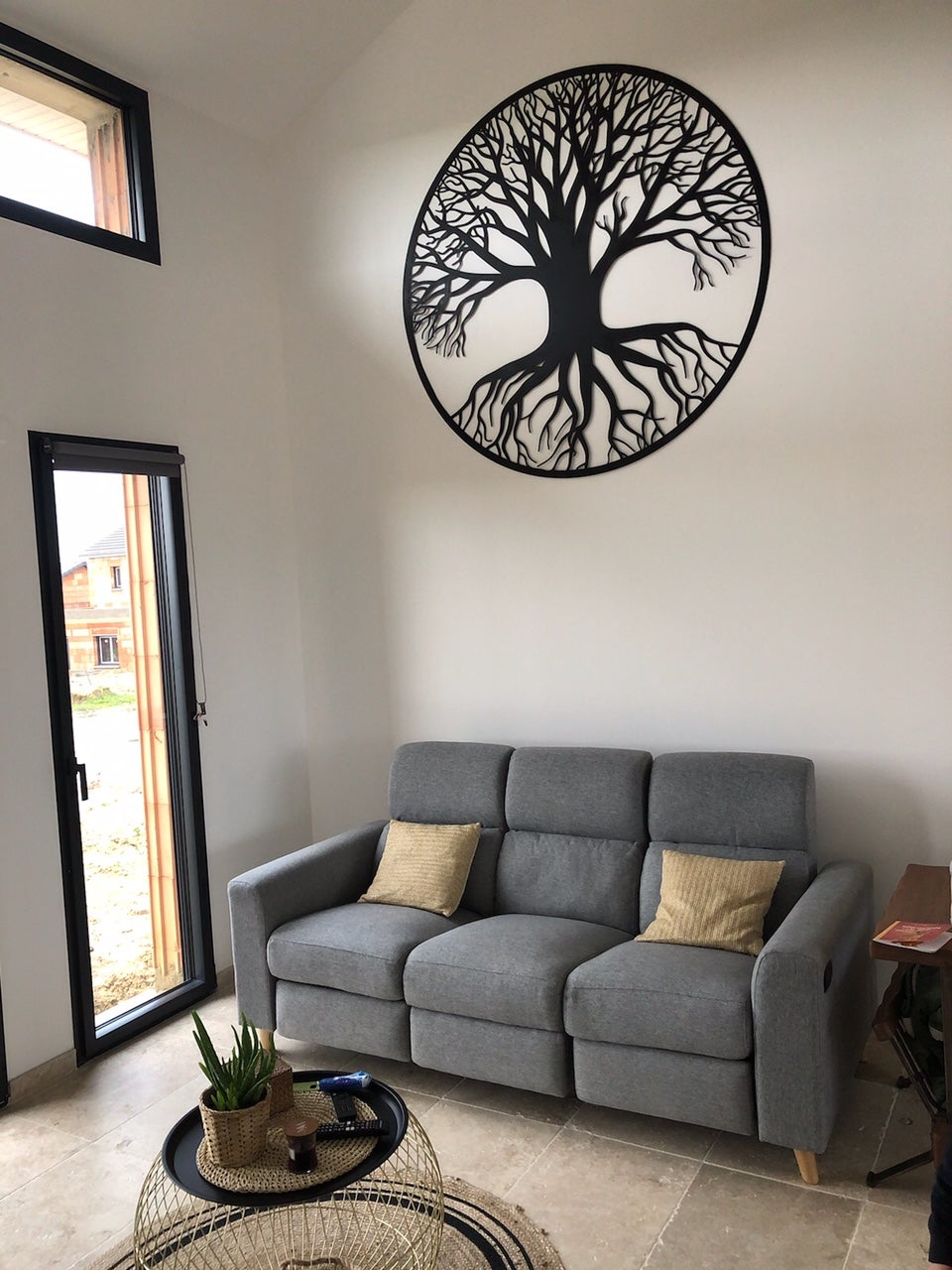 Arbre de vie 100 cm mural en métal, NOIR THERMOLAQUÉ, intérieur et extérieur - 4
