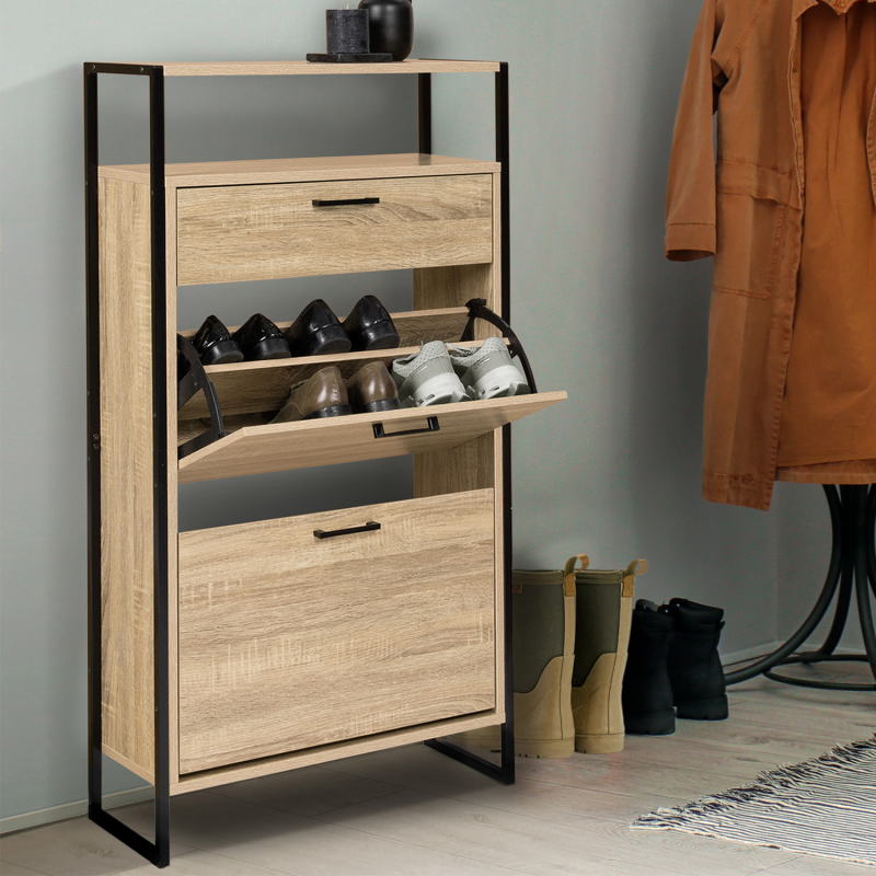 Meuble à chaussures LUIS 2 portes avec tiroir et étagère supérieure