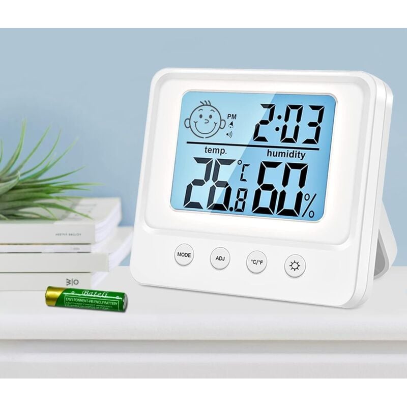 Umitive Station Météo Intérieur Extérieur Sans Fil - Thermomètre Hygromètre LCD Rétroéclairage, Horloge, Date, Confort - Chambre, Bureau, Jardin