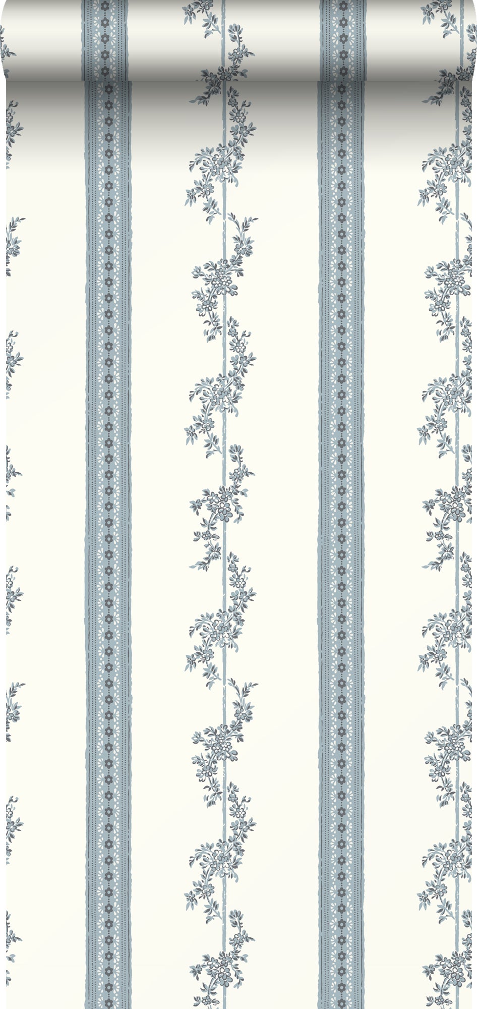 Tapeta kwiaty beżowymIniebieskim - 53 cm x 10.05 m - BORASTAPETER