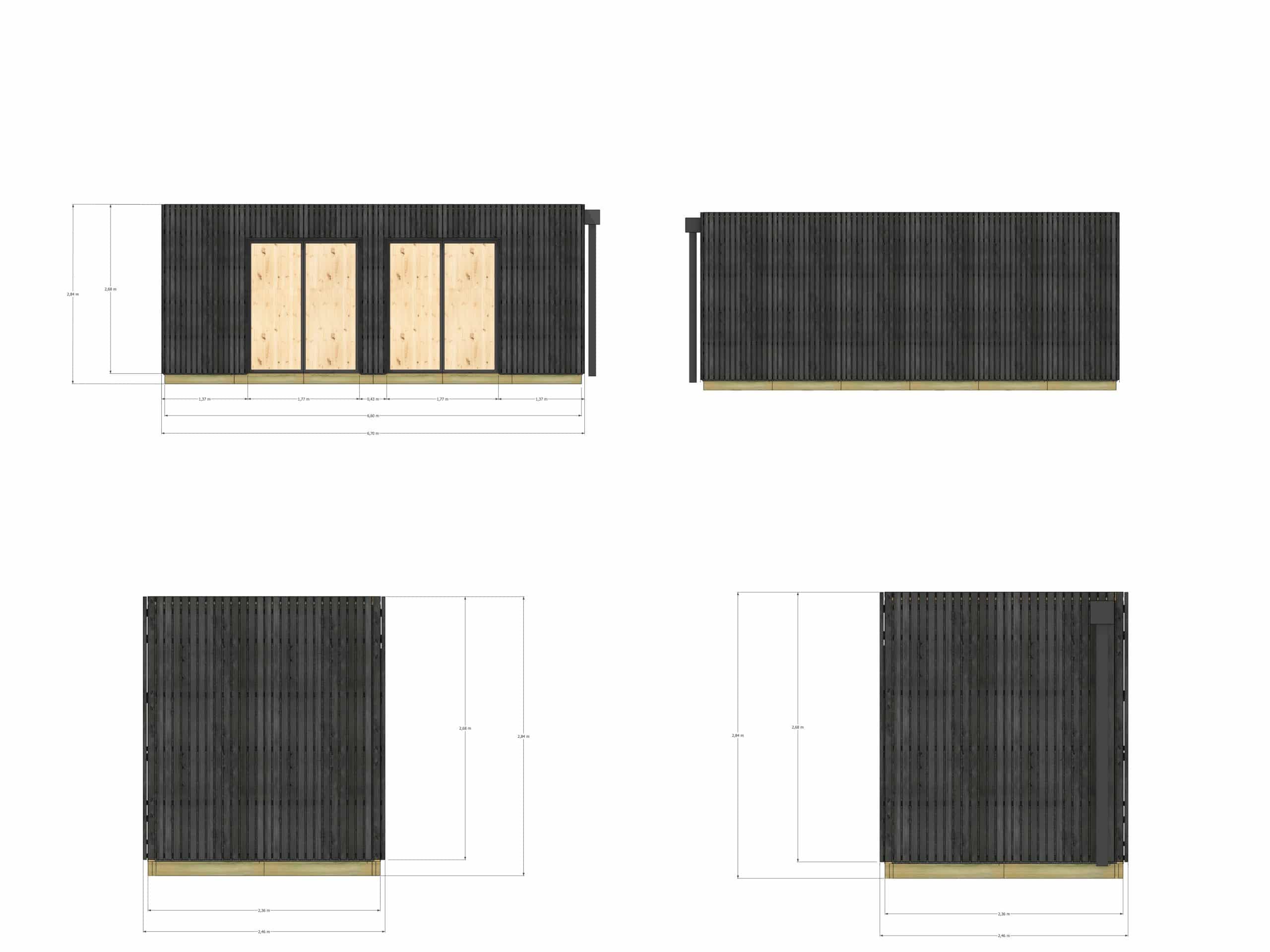 Extension maison en bois en bois 6,6 x 2,4 x 2,7 m avec plancher isolé / menuiseries alu k-line - 4