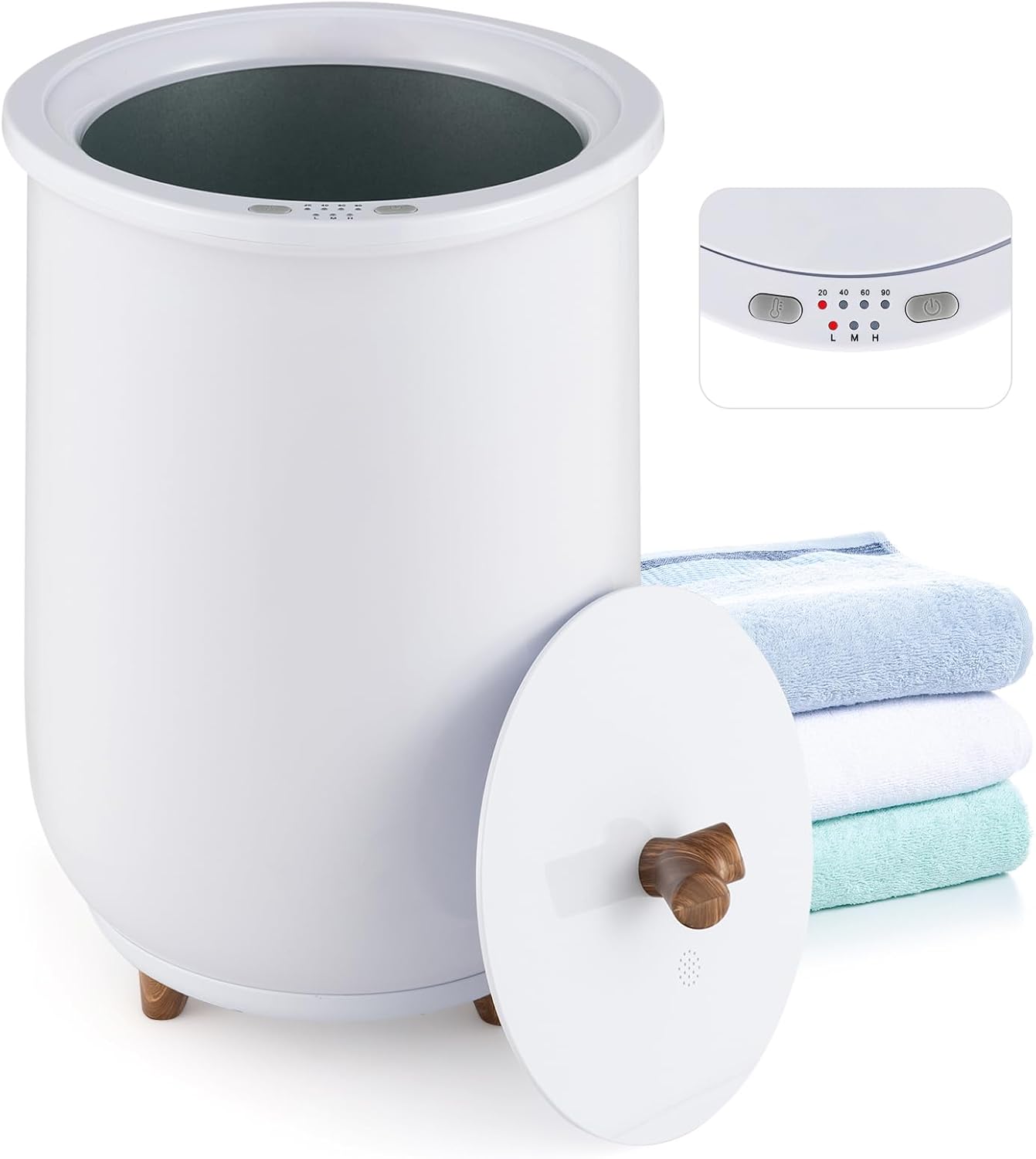 Podgrzewacz do Ręczników Typu Wiadro 23 l, 3 Poziomy Ogrzewania 60–80°C i Timer 20–90 min, Automatyczne Wyłączanie dla 2 Dużych Ręczników