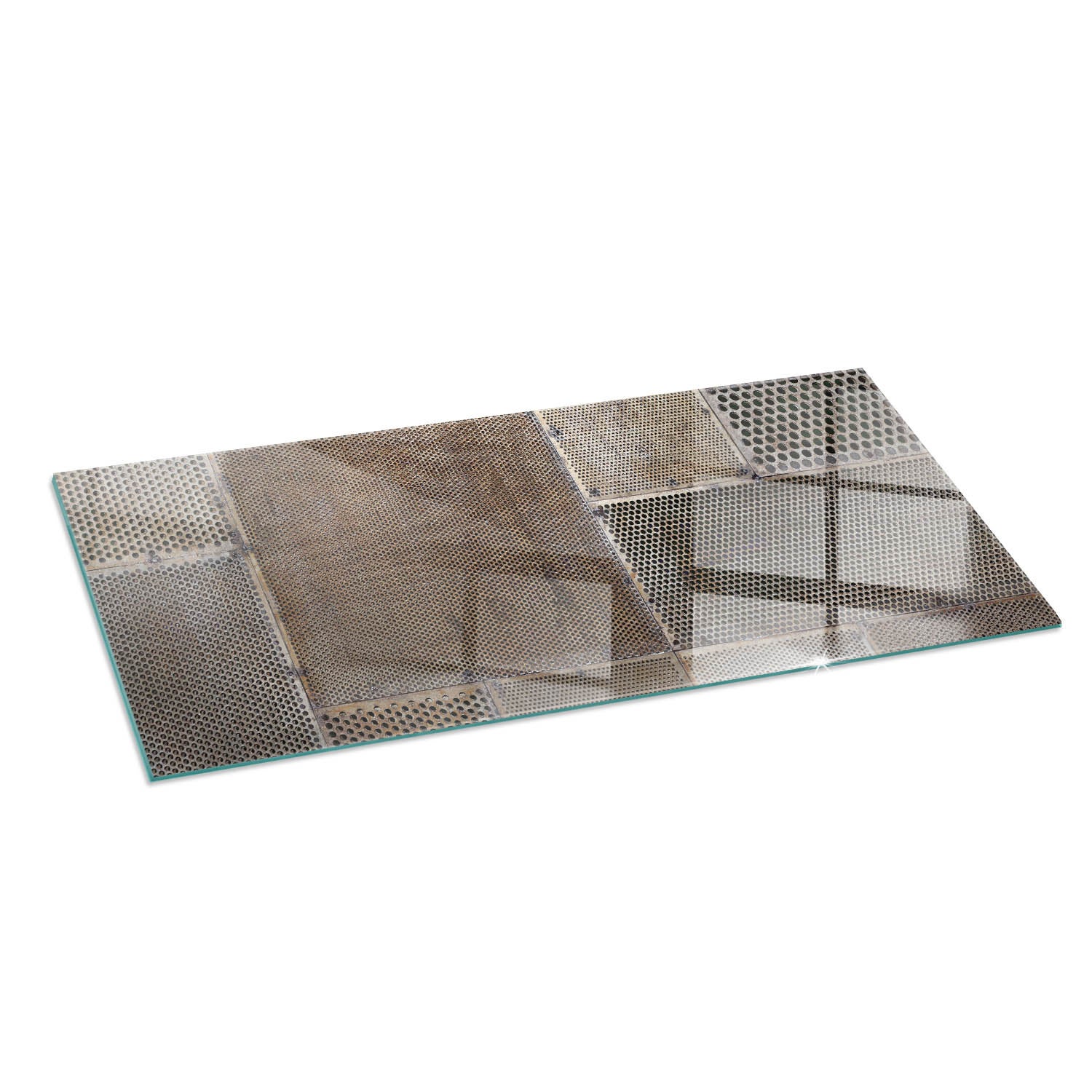 Szkło hartowane na podłogę pod kominek - 125x50 cm - Wzór perforowanej blachy - TULUP