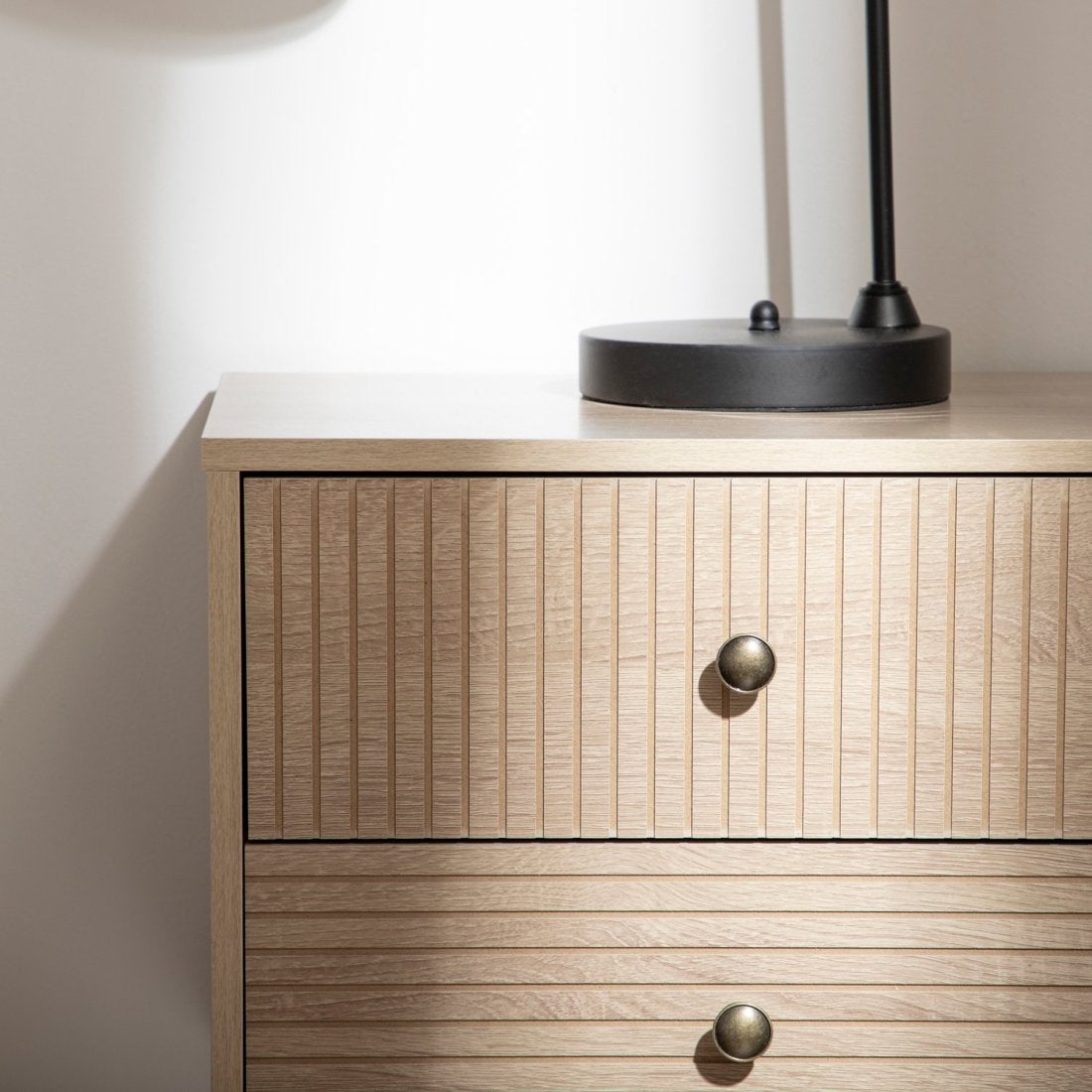 Mesita de noche 2 cajones efecto madera natural 40x50 cm - 6