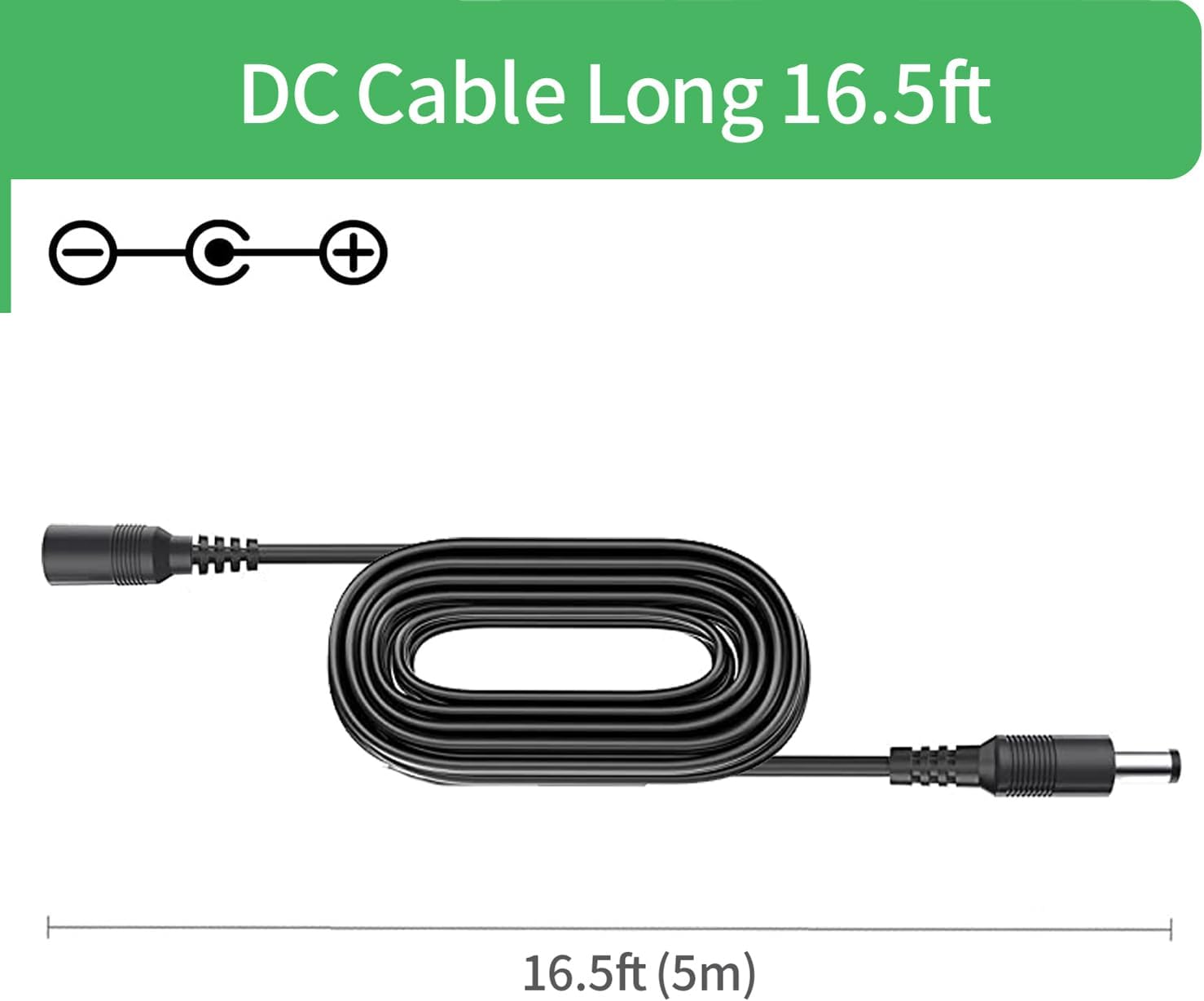Lot de 2 câbles d'extension d'alimentation CC 5 m - Prise 5,5 mm x 2,1 mm - Prise mâle vers Femelle - DC 5 V 6 V 9 V 12 V 24 V - pour caméras - 2