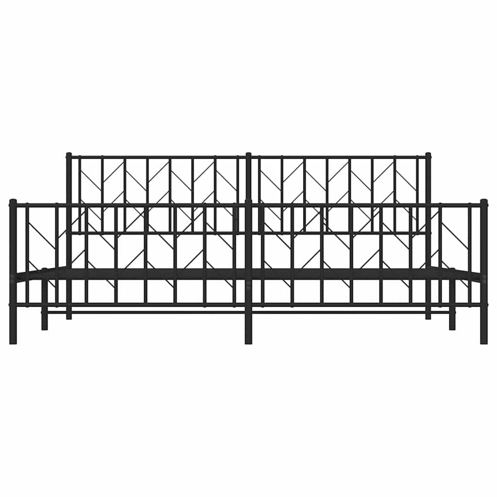 Estructura de cama sin colchón con estribo, de metal negro, para dormitorio, 193 × 203 cm - 6