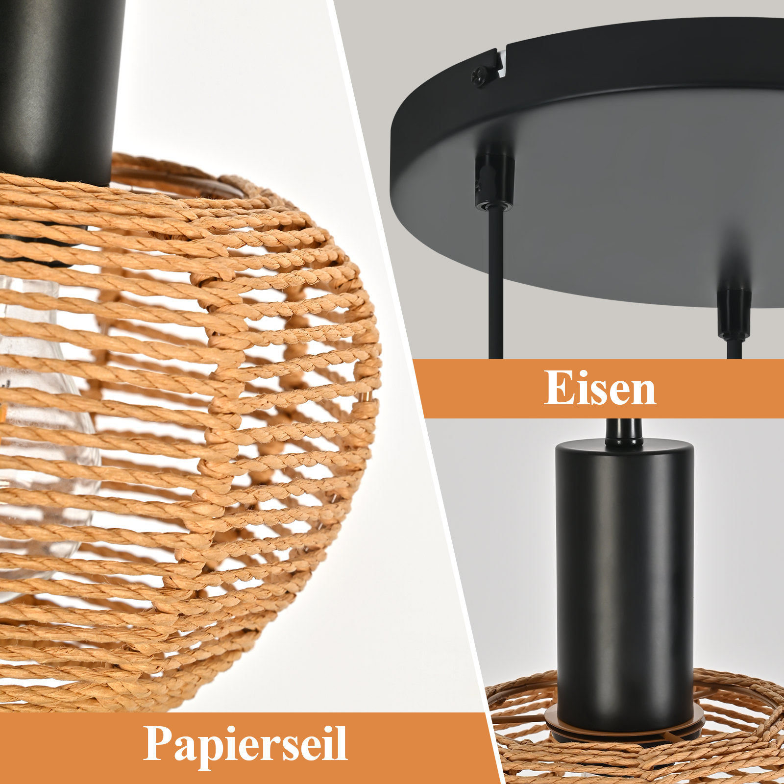 ZMH Czarna lampa wisząca w stylu vintage z trzema żarówkami E27 (żarówki nie są dołączone) - 2