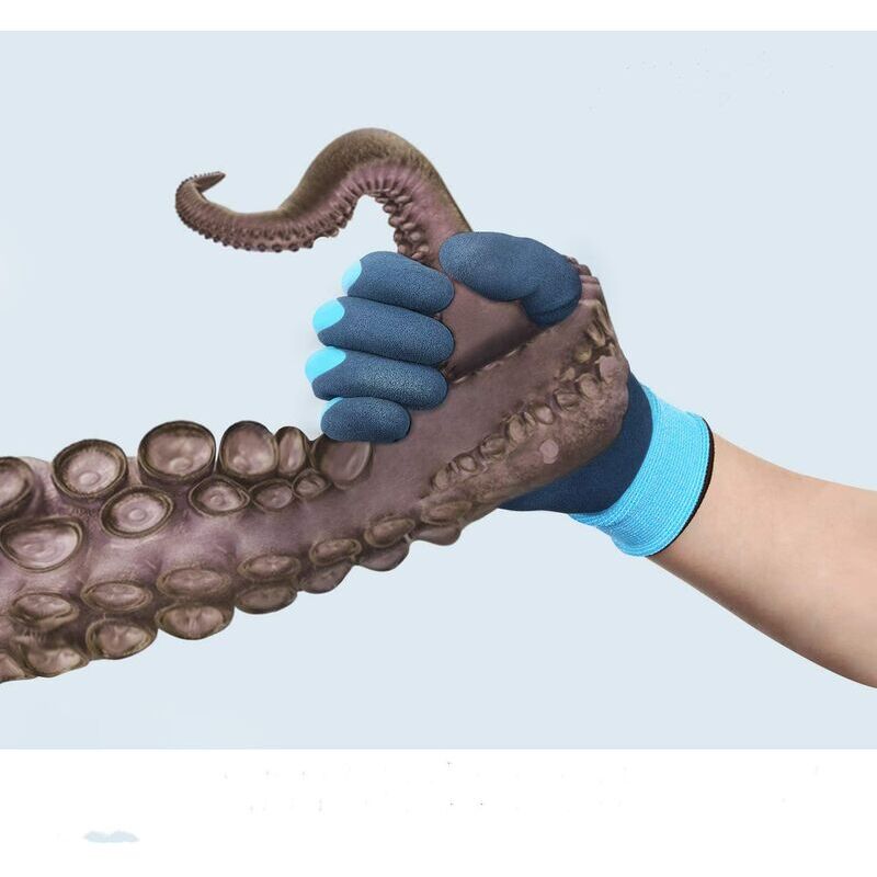 Gants de travail thermiques. Gants d'hiver imperméables double couche en nylon antidérapant bleu - 5