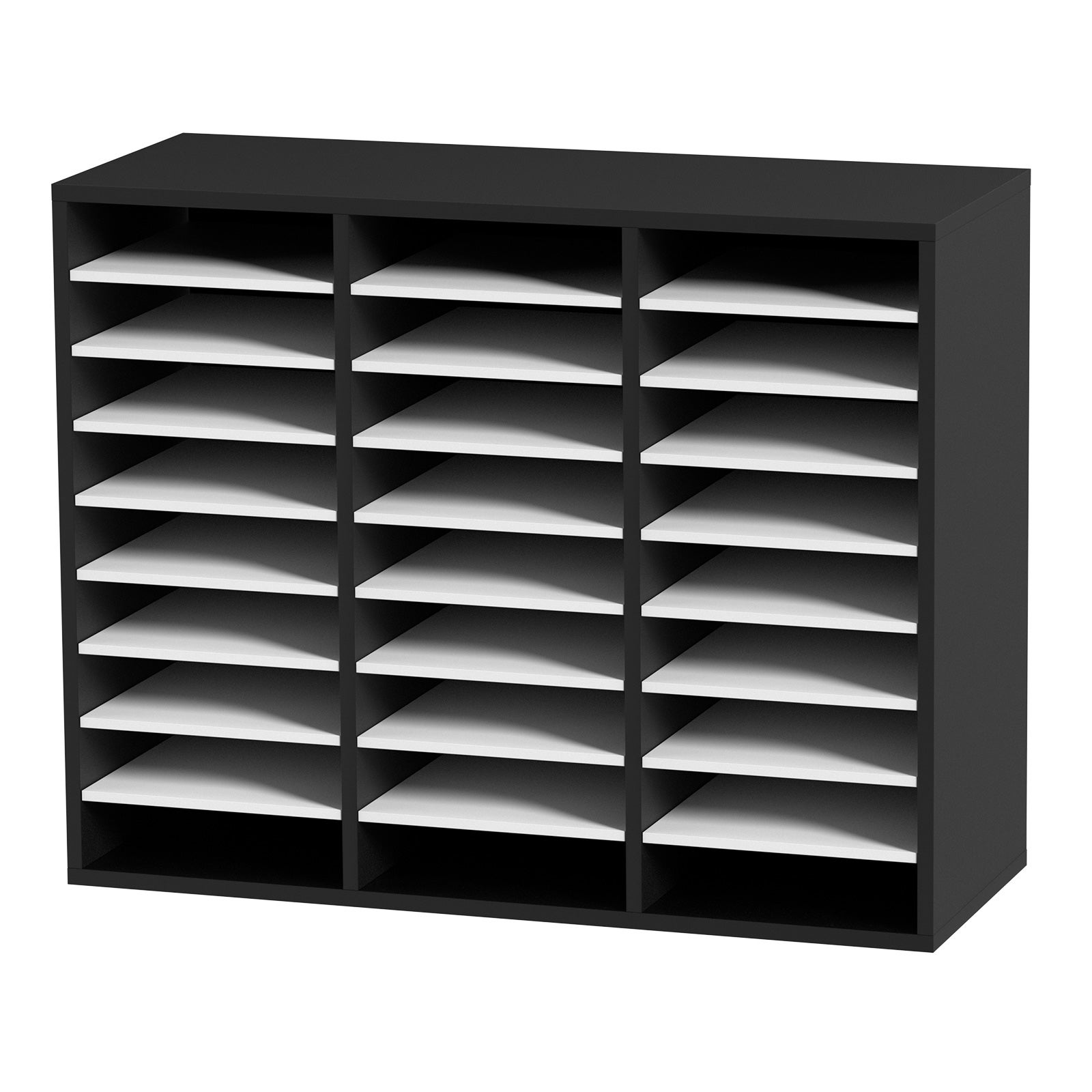 Organisateur Bureau VEVOR 80x30,5x63 cm,Trieur 27 Compartiments,Meuble MDF,Étagères Amovibles,Classeur Papiers Bureau École,Noir et Blanc - 9