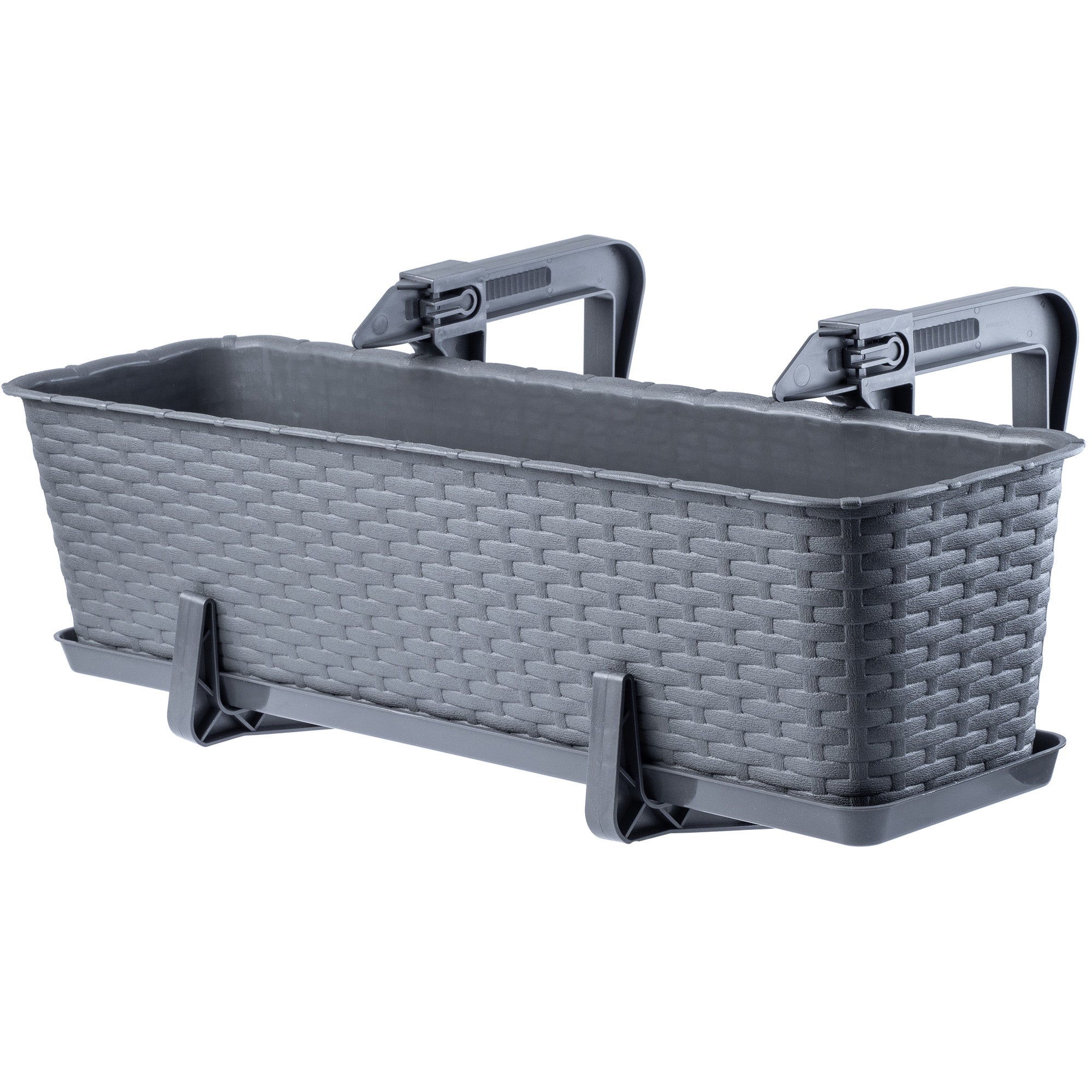 SKRZYNKA BALKONOWA 60 cm DONICZKA DONICA NA KWIATY PODSTAWKA UCHWYTY BALKON
