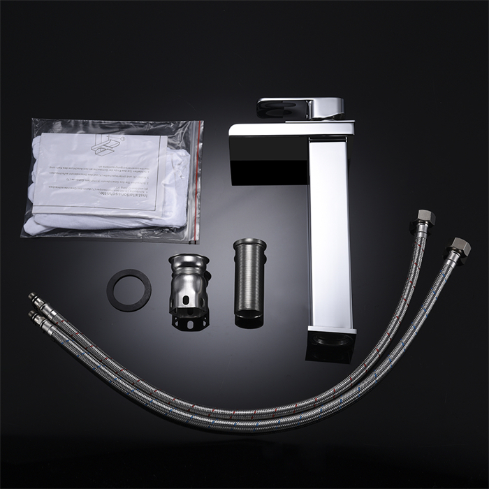 Robinet Salle de Bain Cascade Haut Mitigeur pour Vasque Chromé Robinet Design Moderne Corps en Acier Inox - 7