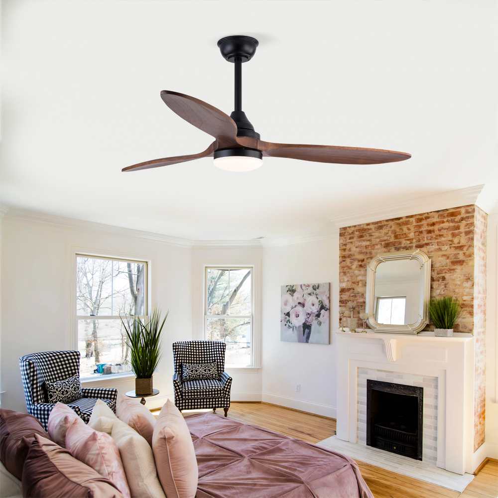 Ventilateur Plafond 132 cm Noir avec LED – 3 Pales Bois Massif, Moteur DC Silencieux, Télécommande avec Mémoire - 3