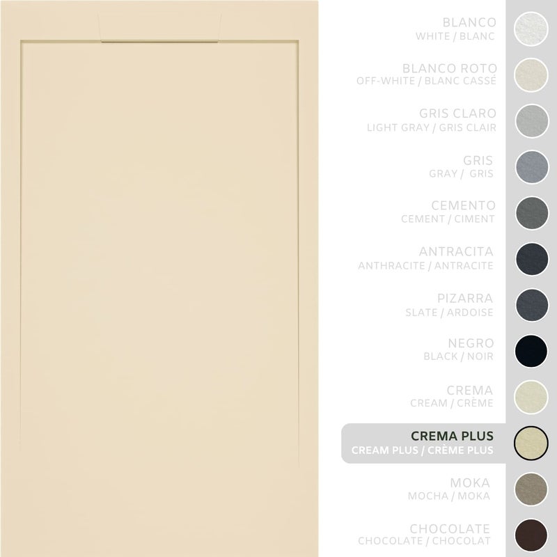 SOULHOME Brodzik prysznicowy– Żywica– Gel Coat– Gładka/Kamienna tekstura – Antypoślizgowy – intensywnie kremowy- 180x80- Niski 3cm– Elegancki SAME