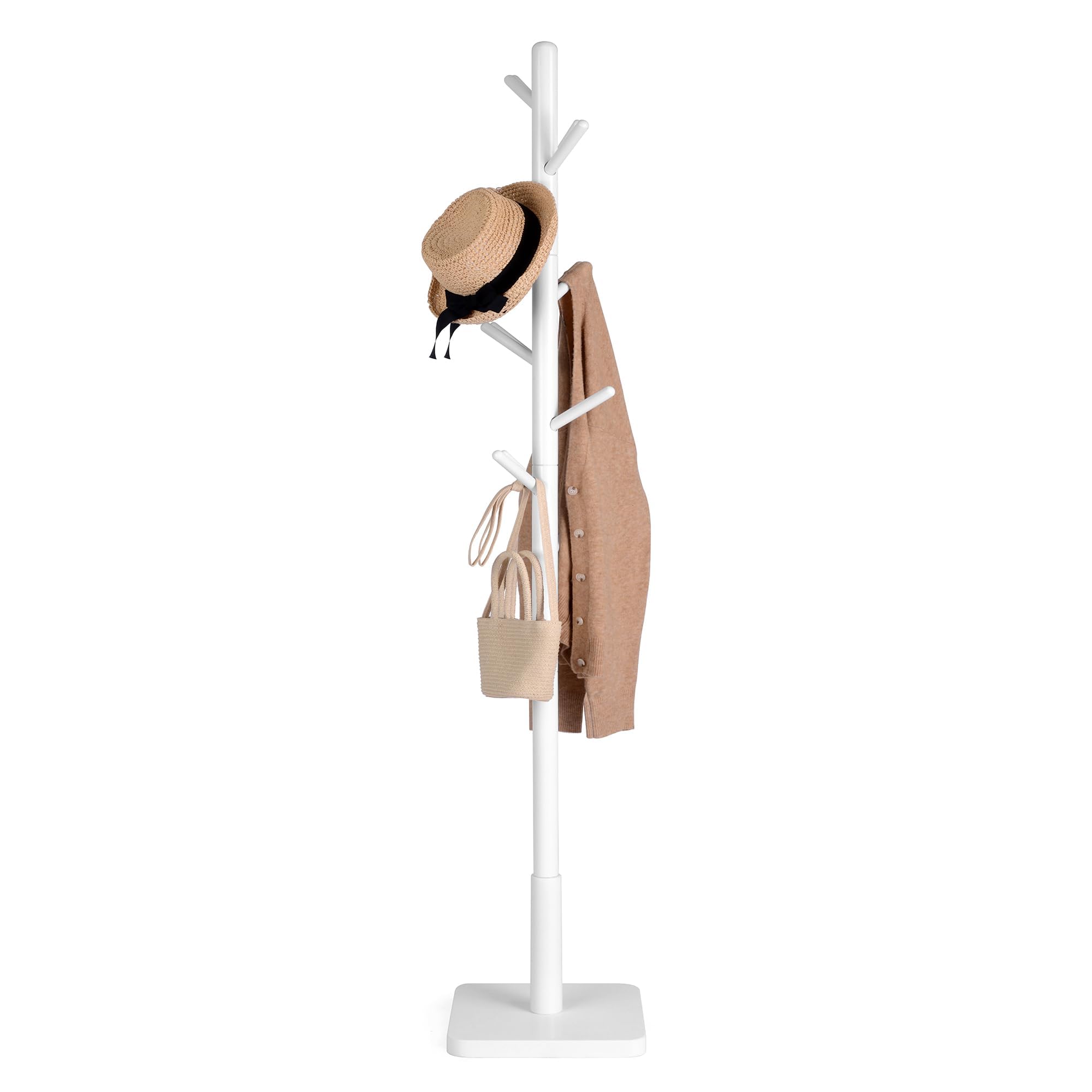 Vasagle Perchero De Madera Maciza De Pie, Con 8 Ganchos Para Abrigos, Sombreros Y Bolsos, Ideal Para Entrada Y Pasillo Blanco , Leroy Merlin