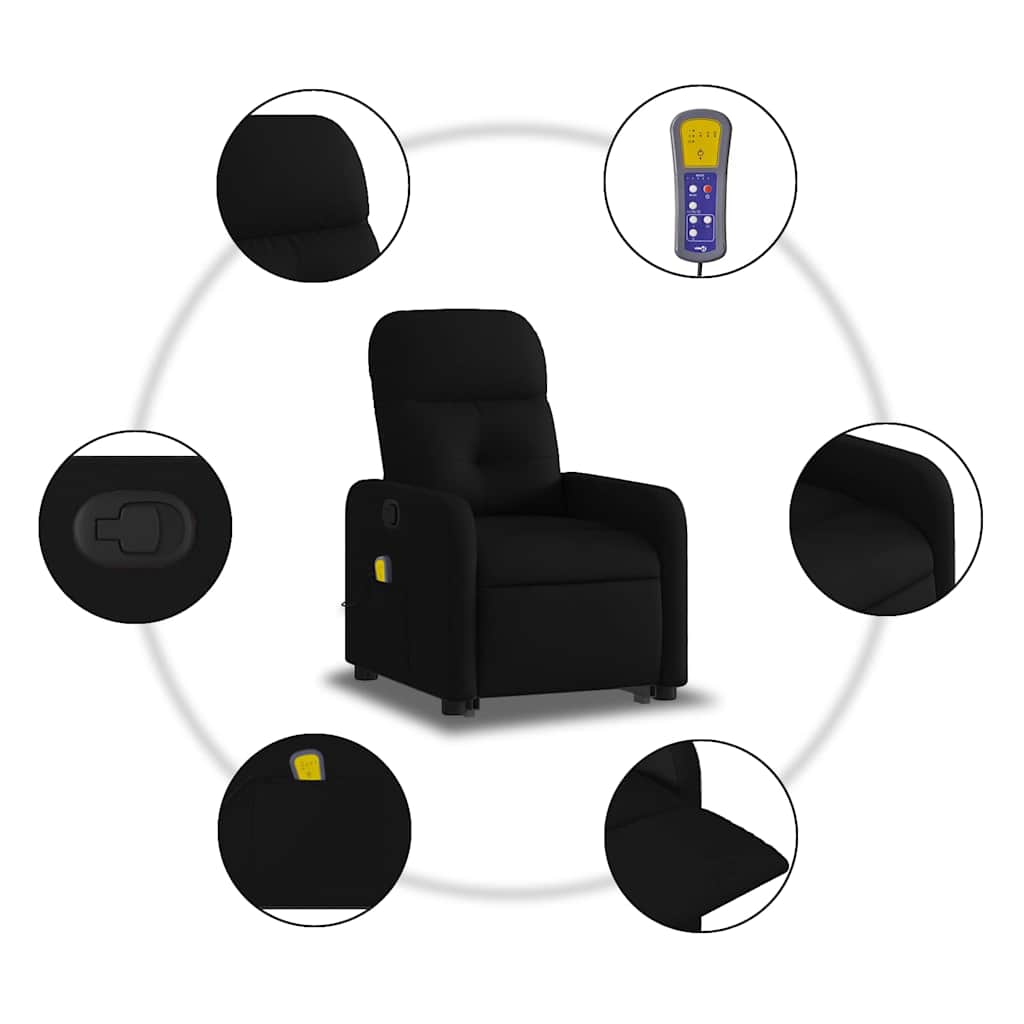 Fauteuil de massage inclinable Noir Tissu - 8
