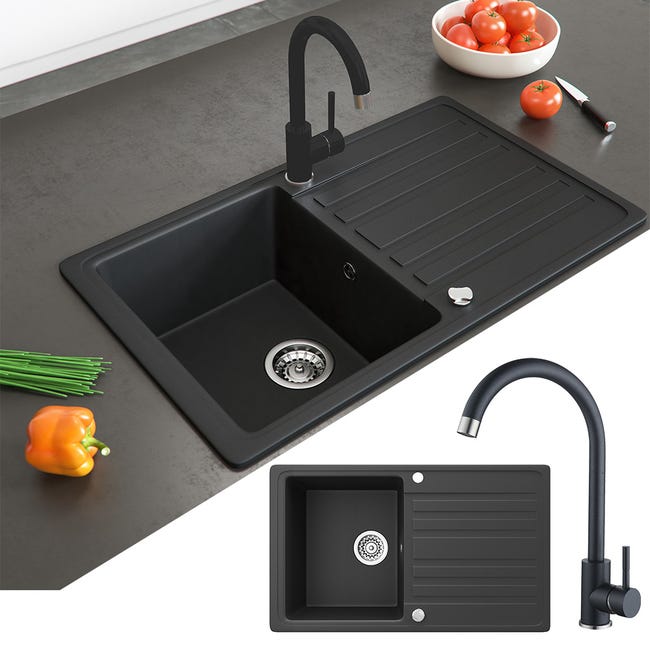 Scolapasta Estensibile Per Lavello - Set 3 Pezzi Nero Con Spugna E Filtro - Ideale Per Cucina Moderna E Compatta - Foto 8