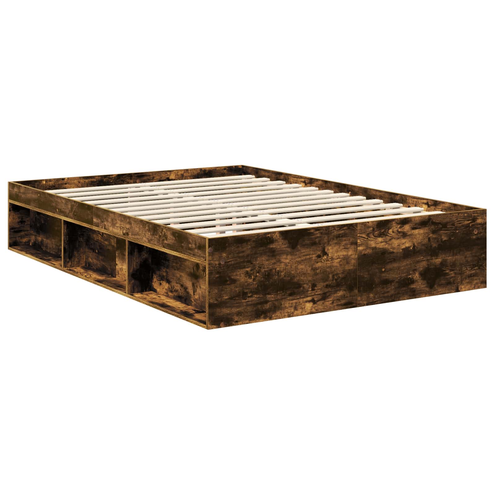 Cadre de lit chêne fumé 135 x 190 cm bois de pin massif - 5