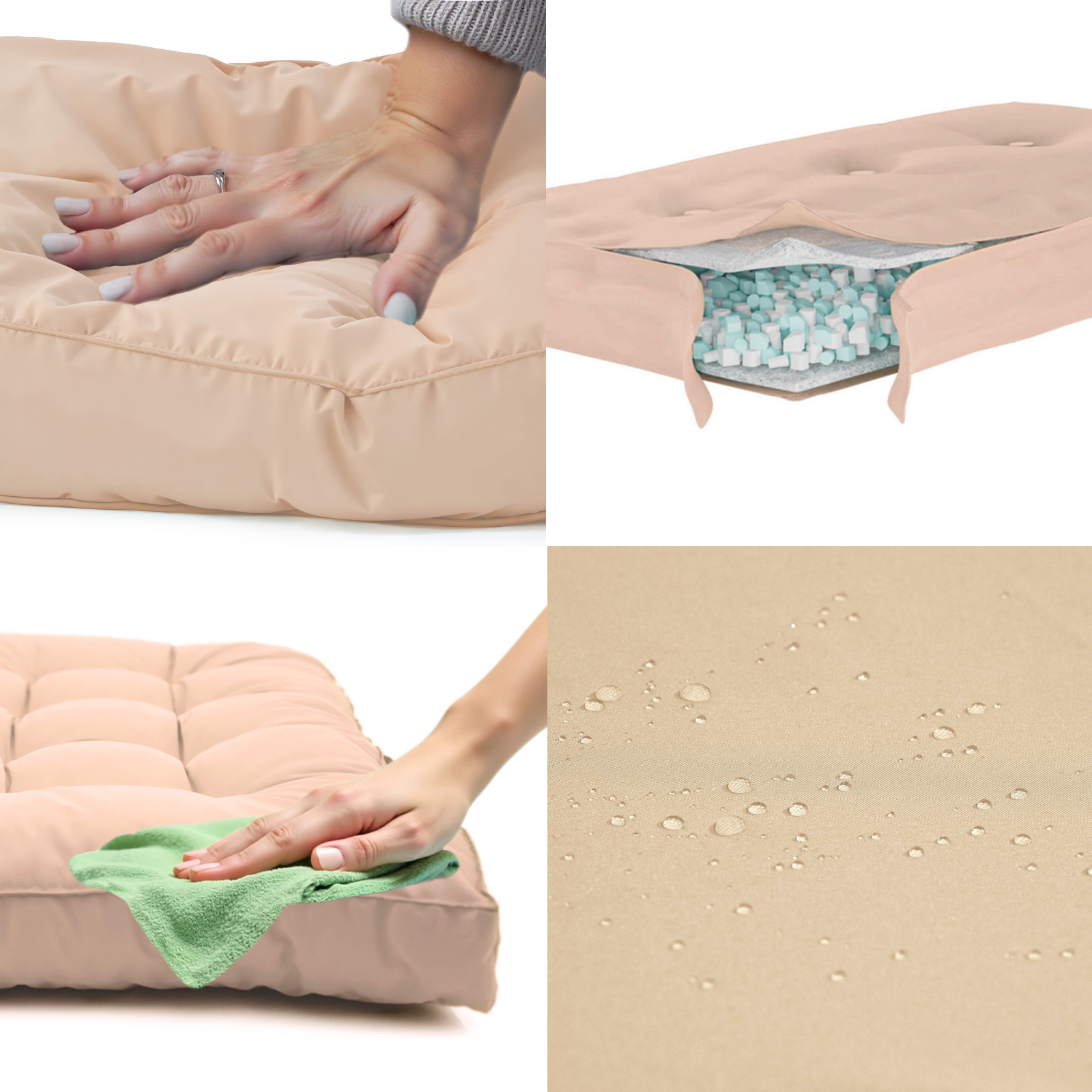 Coussins pour salon de jardin capitonné 50x50cm Beige - 4