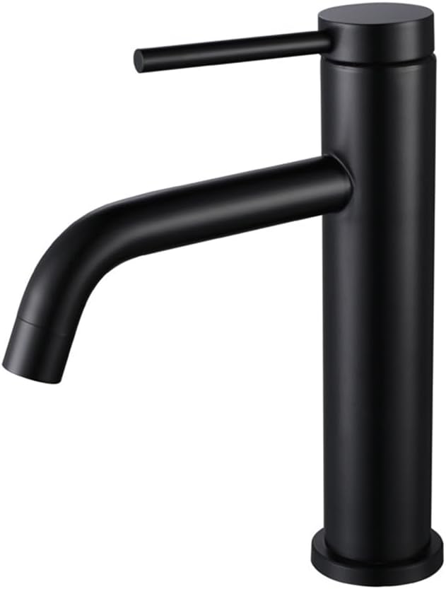 Wysokiej klasy bateria umywalkowa jednootworowa, bateria łazienkowa ze stali nierdzewnej, jednouchwytowa, nowoczesna czarna bateria umywalkowa.