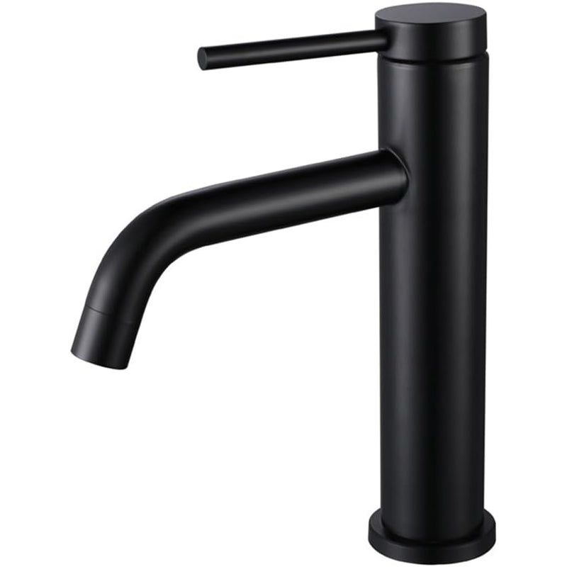 Wysokiej klasy bateria umywalkowa jednootworowa, bateria łazienkowa ze stali nierdzewnej, jednouchwytowa, nowoczesna czarna bateria umywalkowa.