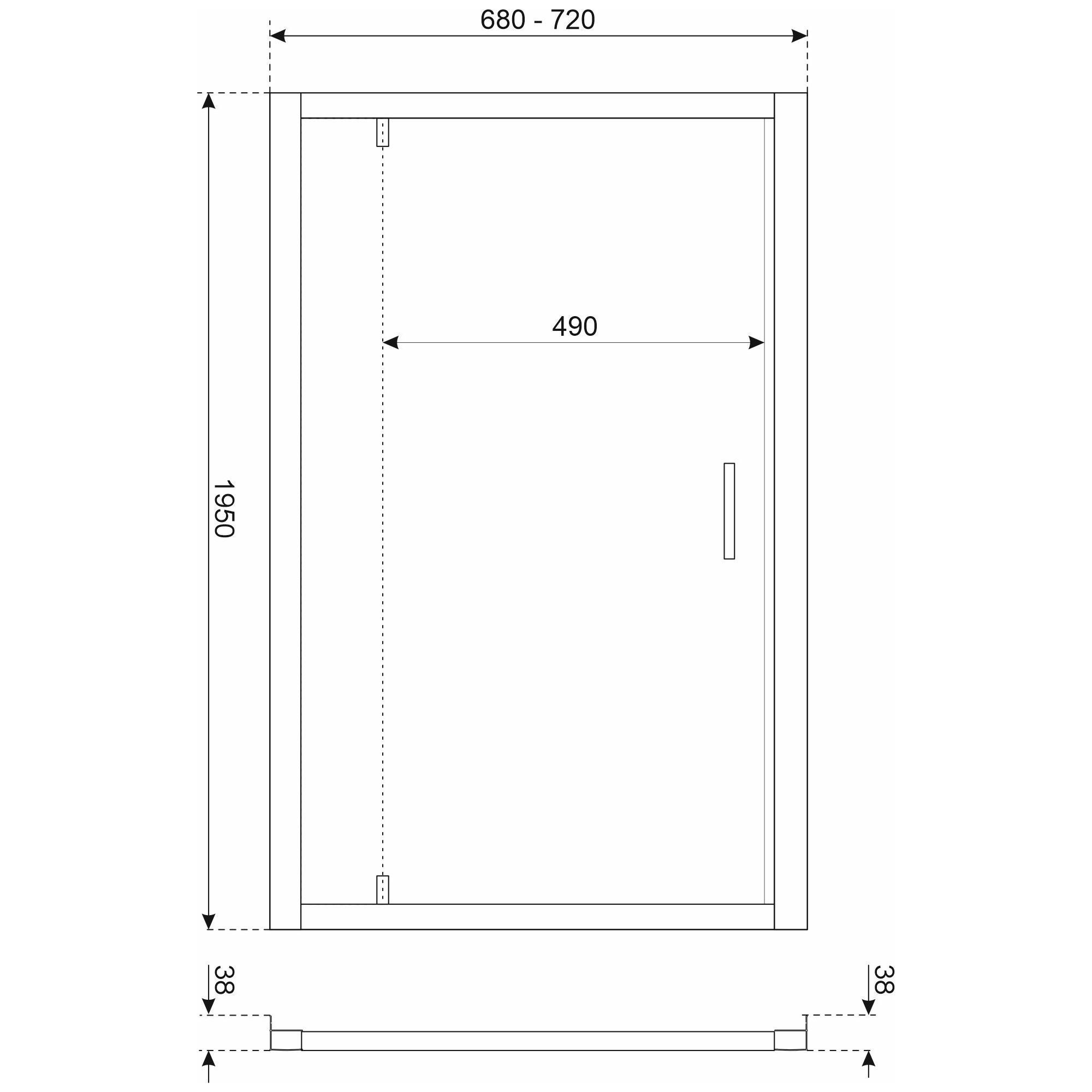 Drzwi prysznicowe uchylne Solid DSPA 70 BL szkło transprentne 6 mm profile czarne KERRA - 2