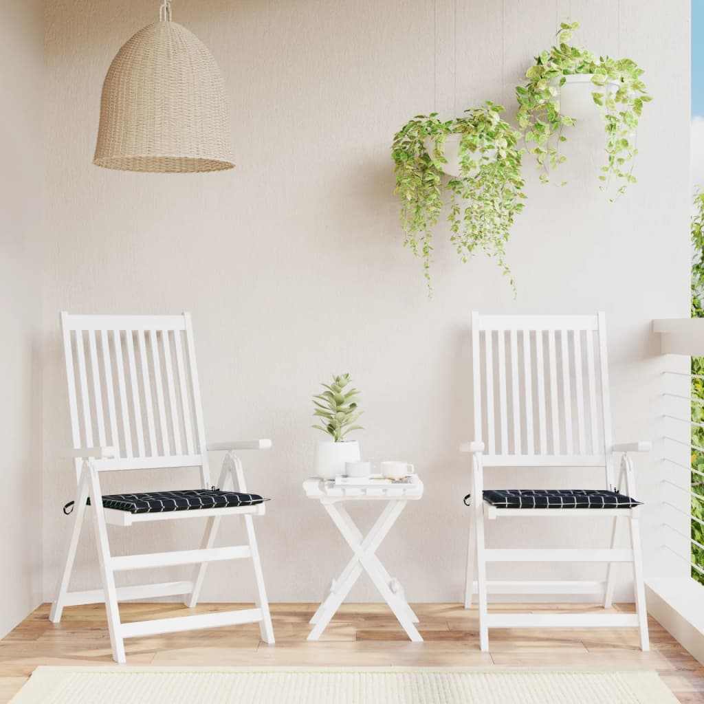 Cojines de silla de jardín 2 uds tela a cuadros negro 50x50x4cm | Leroy ...