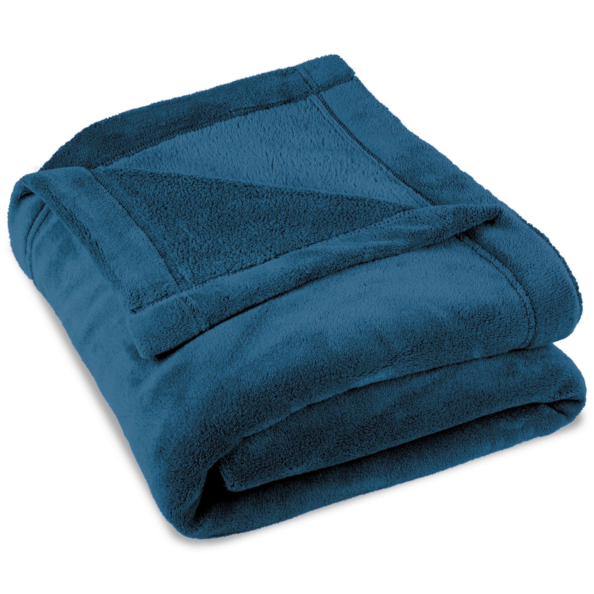 Celinatex montreal coperta soffice microfibra coperta pile coral xxl 220 x 240 cm blu