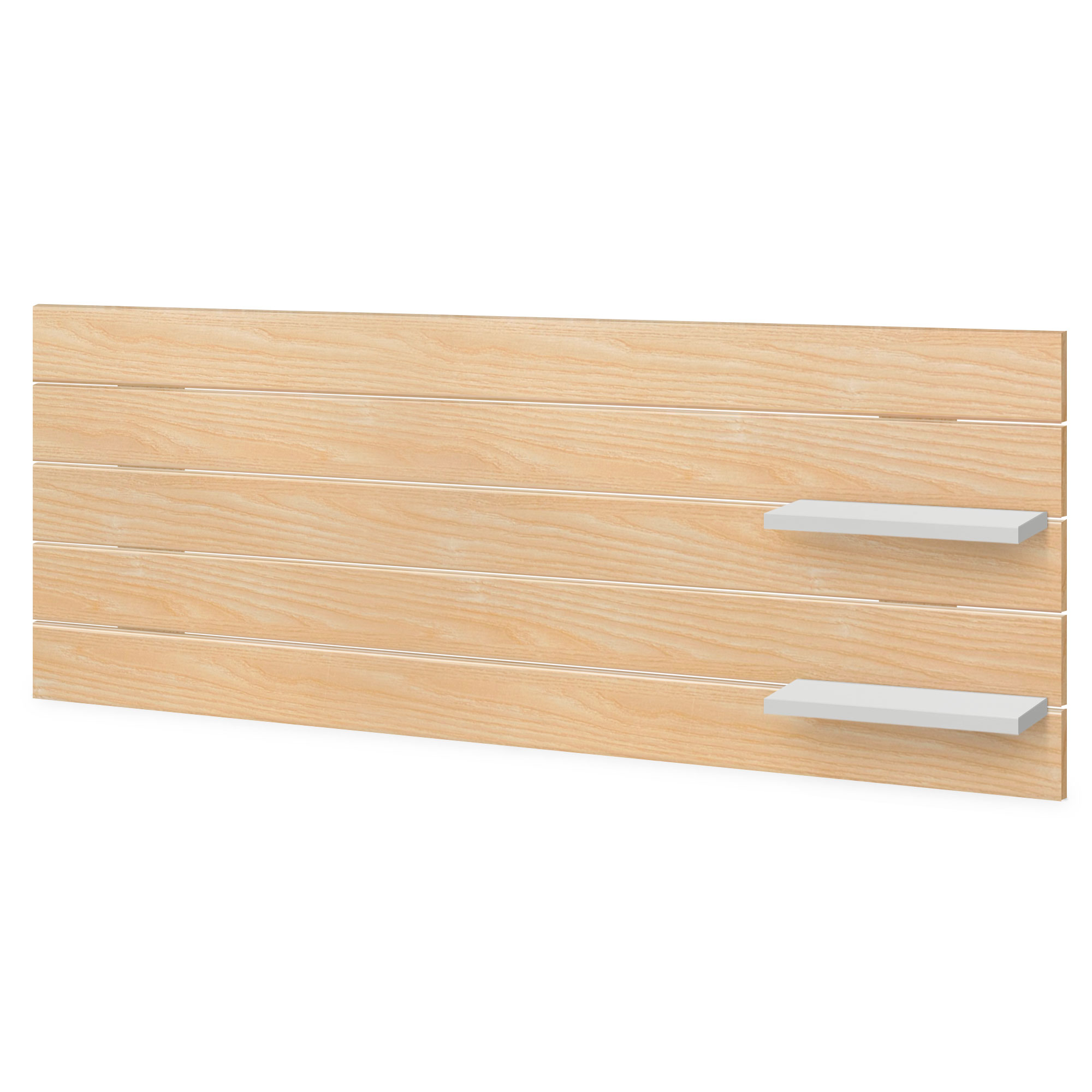 DHOME Testiera con ripiani in legno riciclato DM Parete sospesa Stile Pallet Letto Orizzontale (Legno Naturale/Bianco, 160 cm) - 3