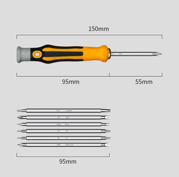 Kit de tournevis de précision 12 en 1 conçu pour smartphones et tablettes, avec outils robustes en acier au carbone et embouts plats. - 3