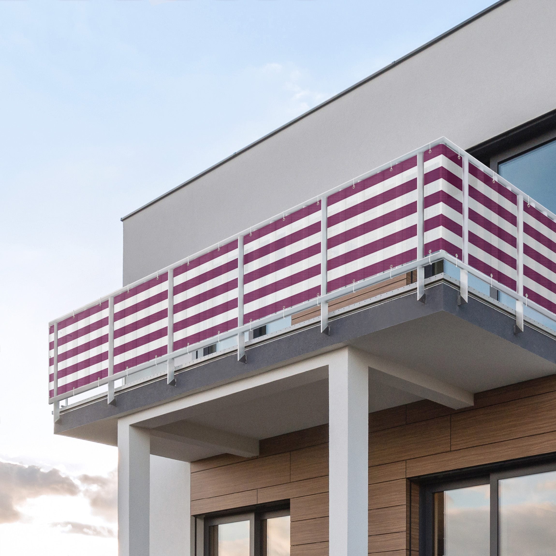 Brise vue brise vent balcon appartement jardin rose H.1,3 x L.8,5 M avec attaches résistant aux intempéries 270 g/m² mesh 1198 - 3