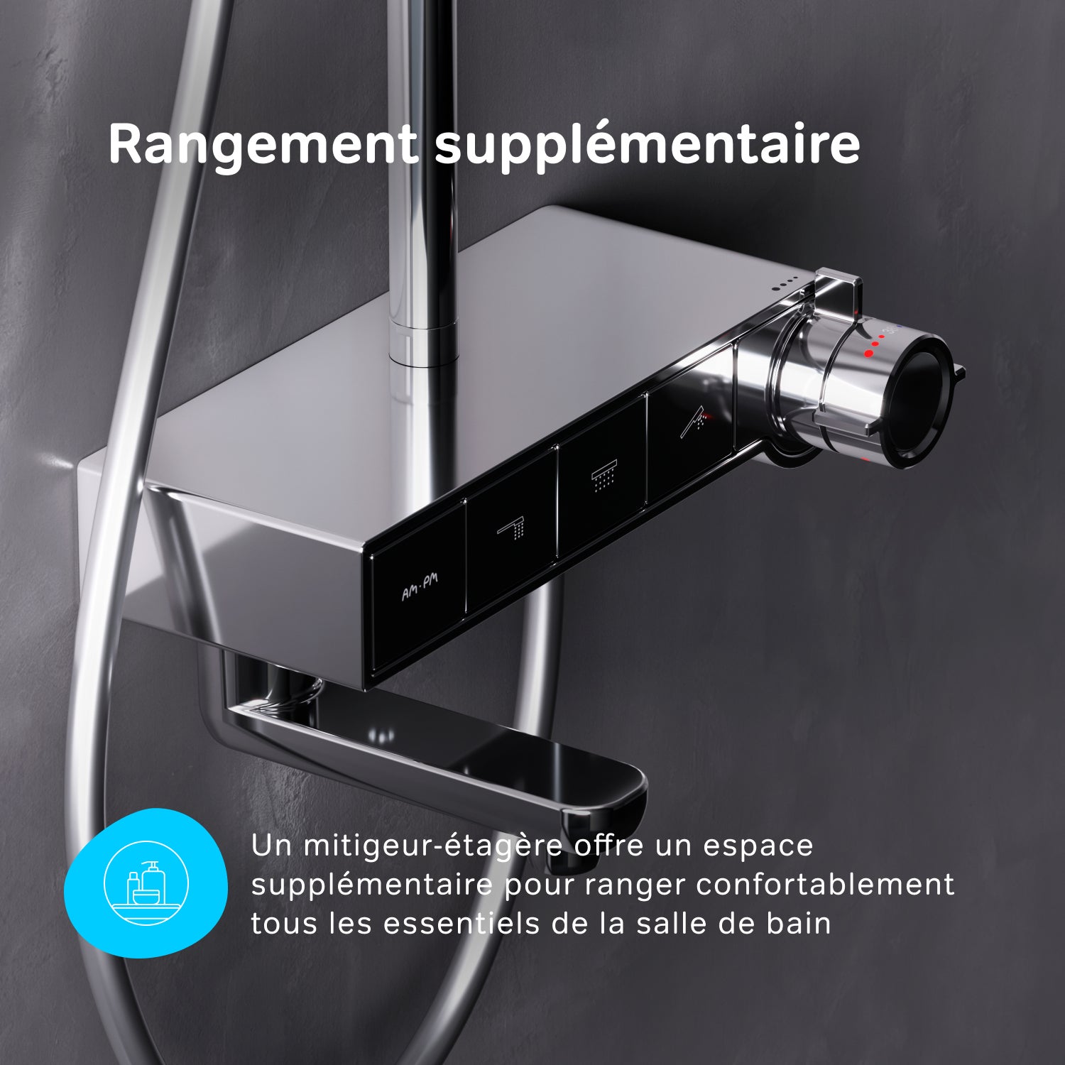 Colonne de douche et bain baignoire thermostatique Système de douche avec mitigeur thermostatique Chrome, F07XB300 X-Joy S AM.PM - 4