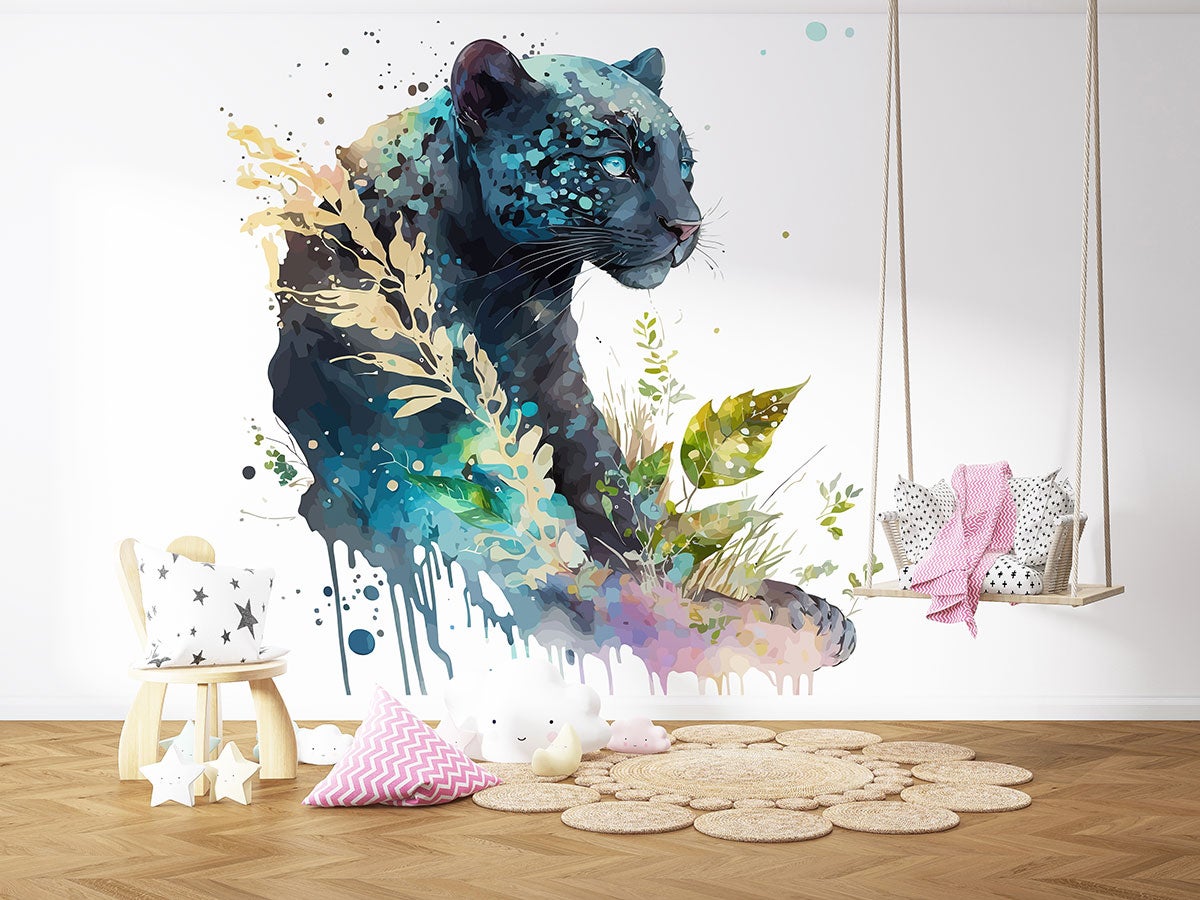 Papier peint panoramique Enfants - Panthère noire - Largeur 498 cm x Hauteur 320 cm - 3