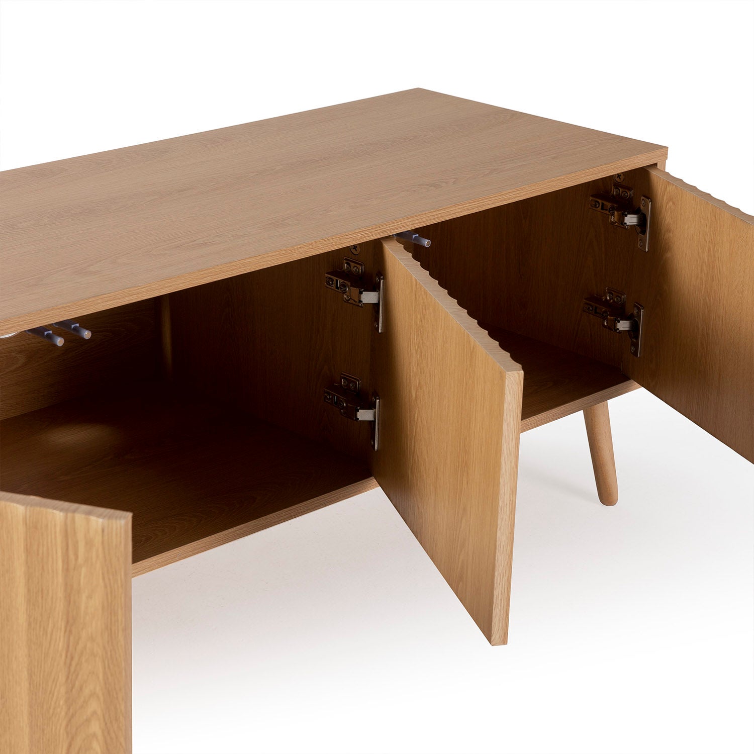 Meuble TV Lluvia 4 portes, coloris chêne, longueur 160 cm - 4