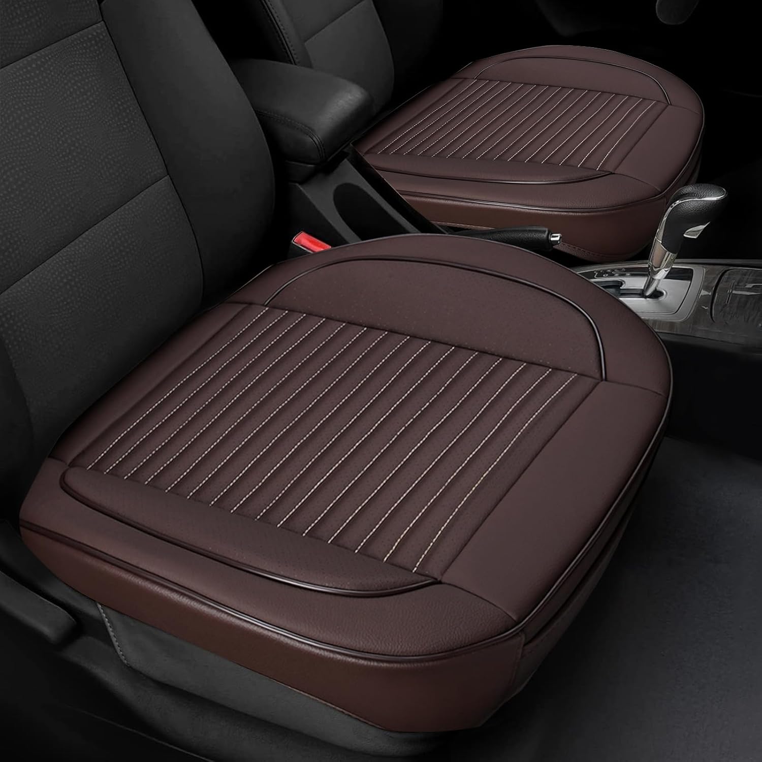 Uniwersalne pokrowce na przednie siedzenia ze skóry syntetycznej - Kompatybilne z 95% samochodów - Zdejmowane poduszki siedzeń - Do sedanów i SUV-ów