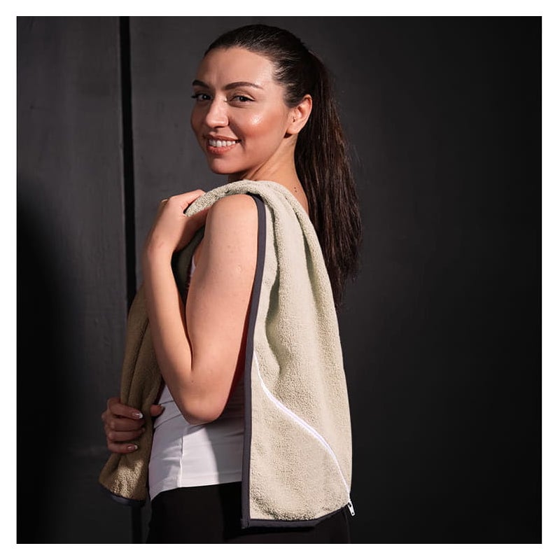 Ręcznik sportowy z kieszonką 30x110 cm kremowy - Darymex