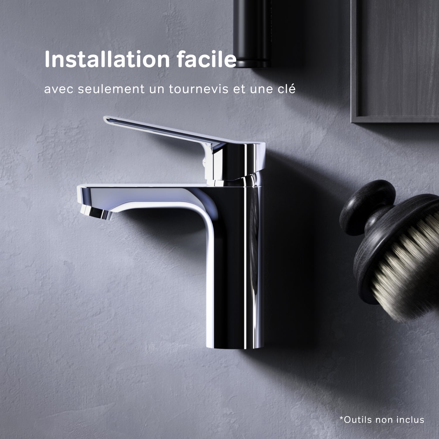 Mitigeur de lavabo avec bonde clic clac, Robinet de lave-mains, Chromé, taille M, Hit FTA82200 AM.PM - 7