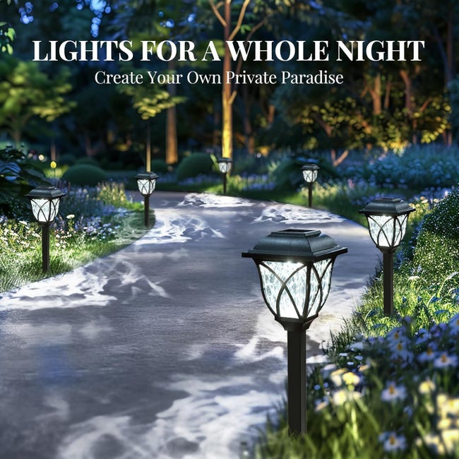Luci Solari Da Giardino 6 Pezzi - LED Impermeabili A Energia Solare Per Viali, Cortili E Paesaggistica - Foto 7